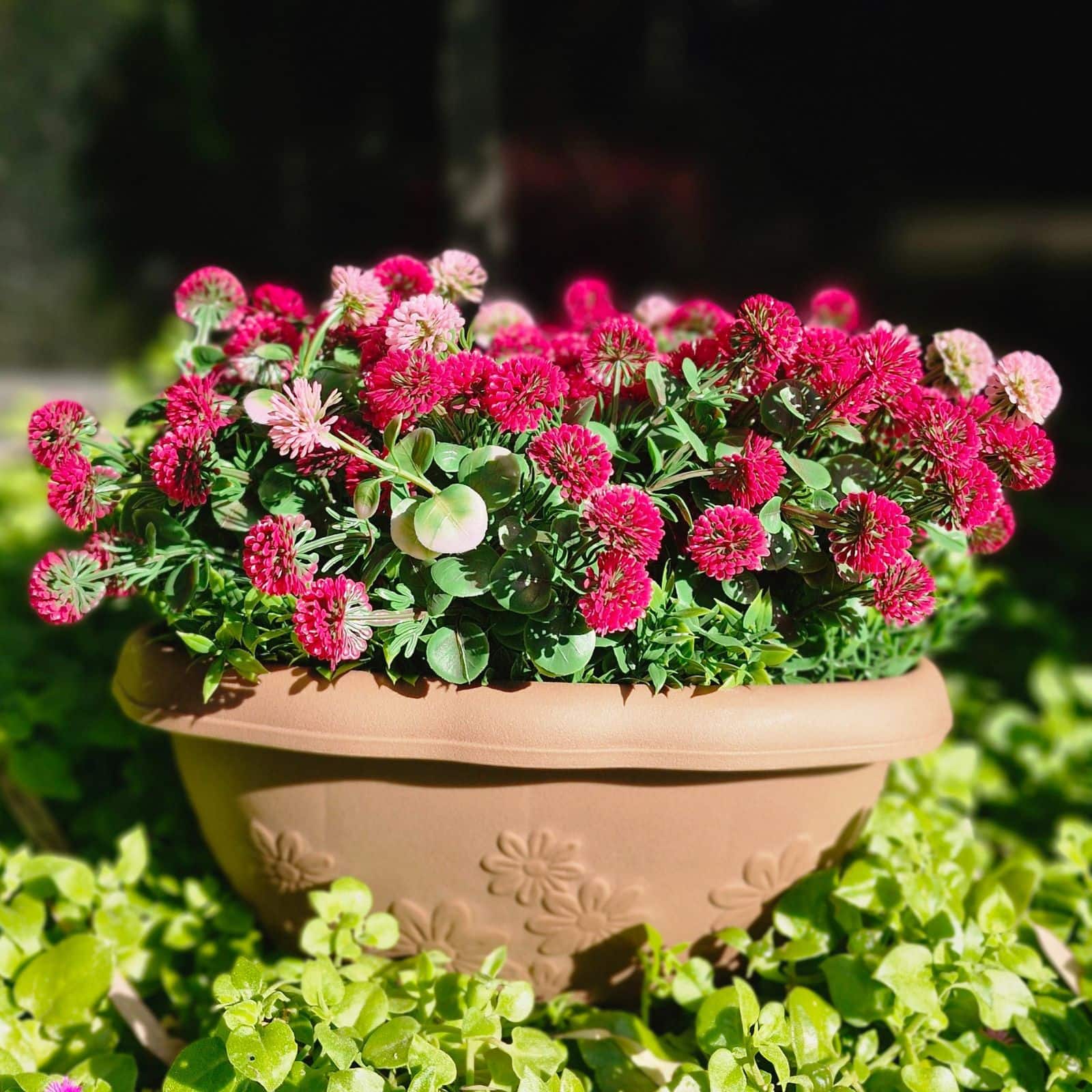 12" Faux Flowers in Hanging Basket
