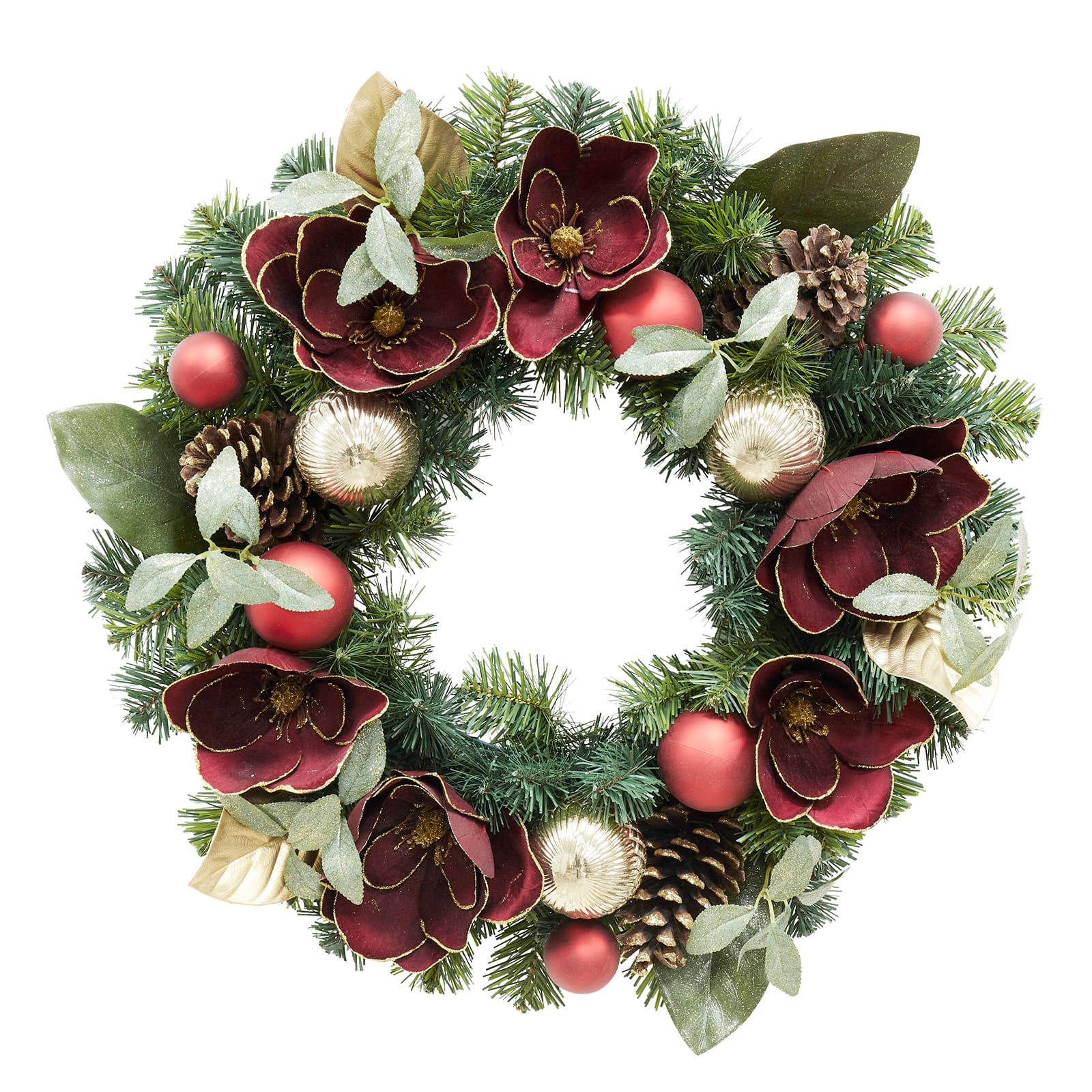 24 Christmas Wreath with Red & White Ornaments