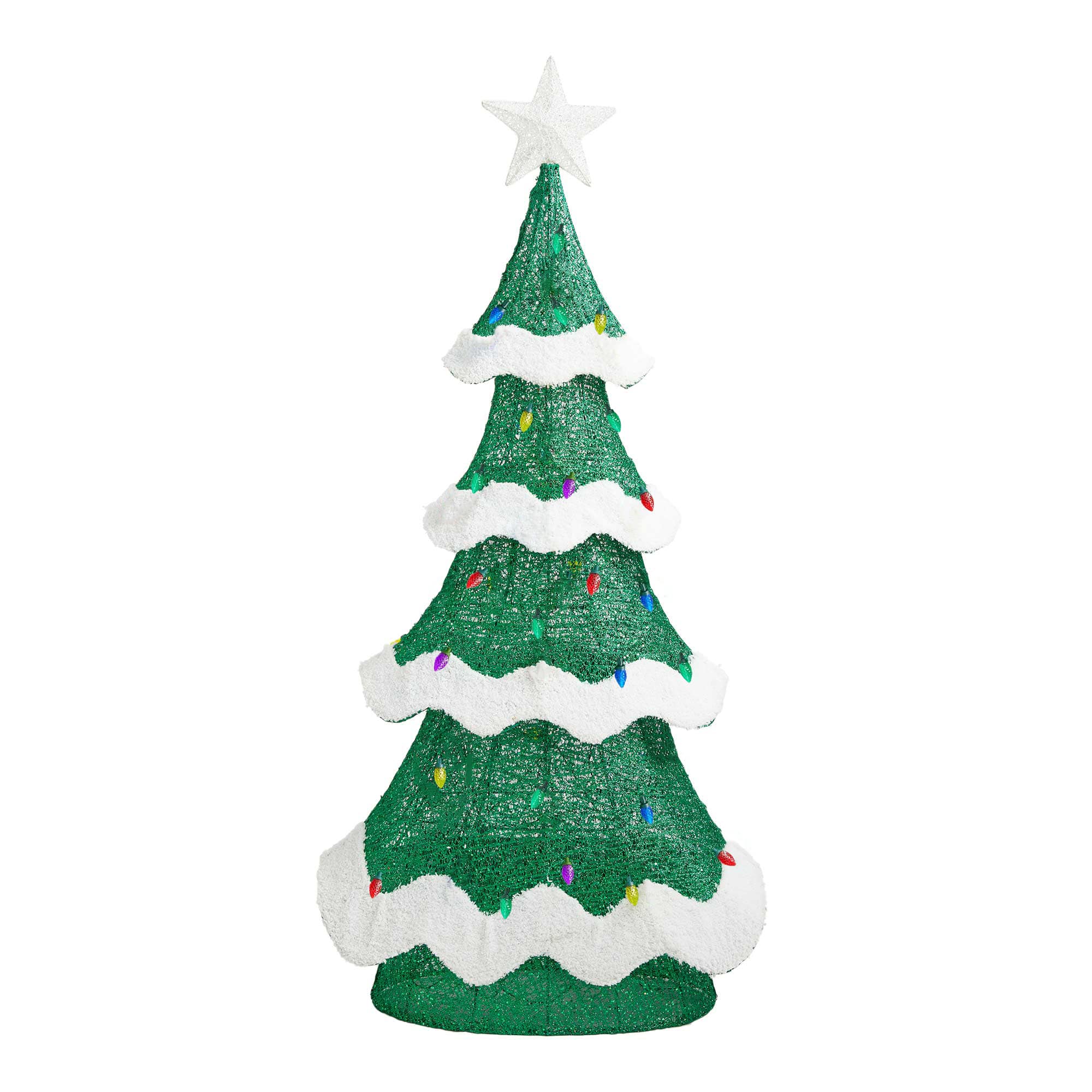 Glitzhome® 74.5"H Lighted Christmas 3D Mesh Tree Outdoor Decor