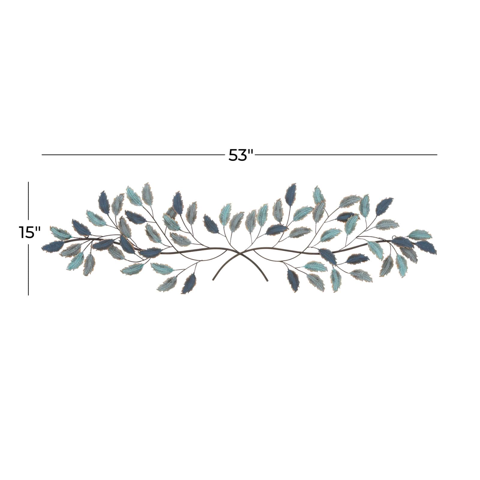 Blue Metal Leaves Wall Decoration