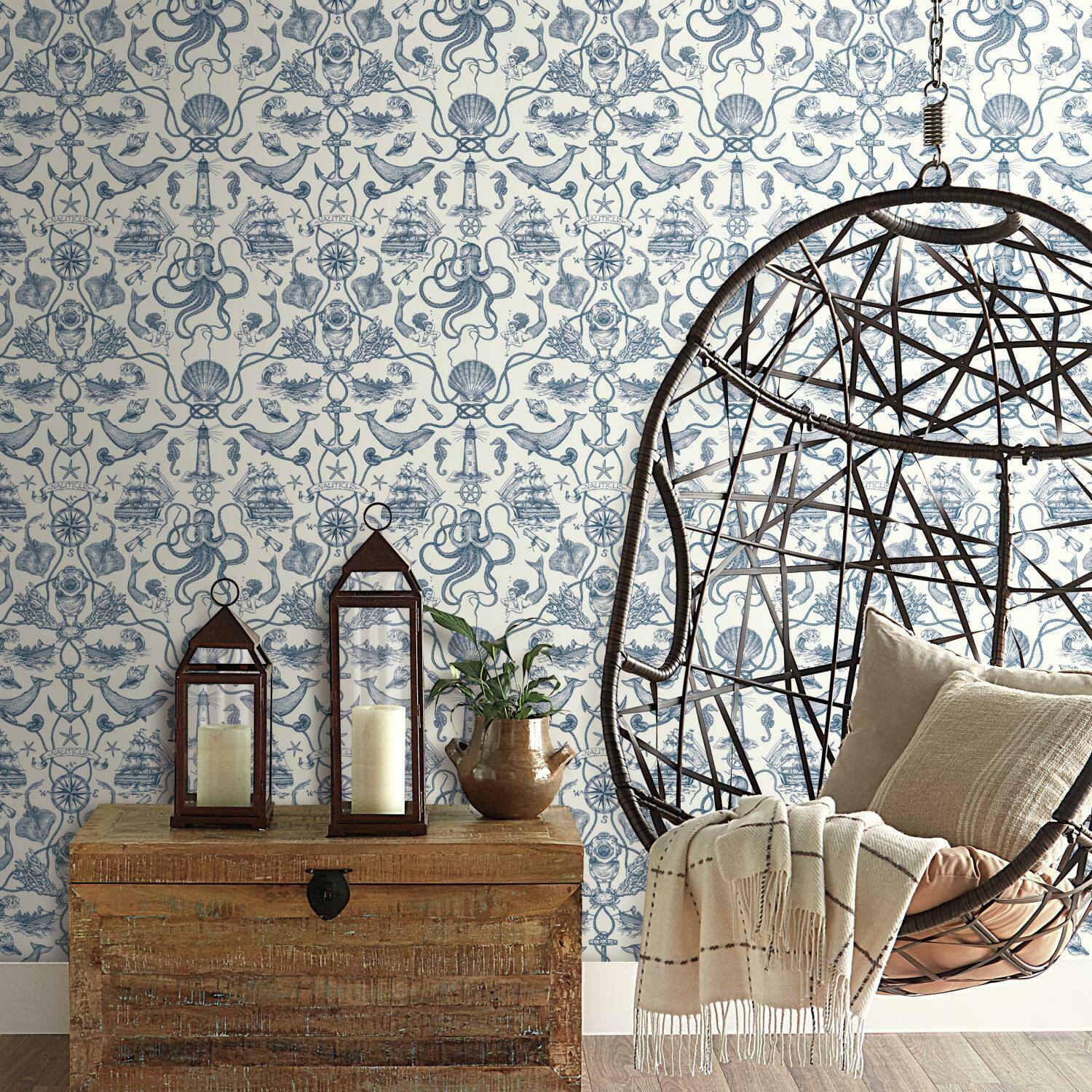 RoomMates Deep Sea Toile Peel &#x26; Stick Wallpaper