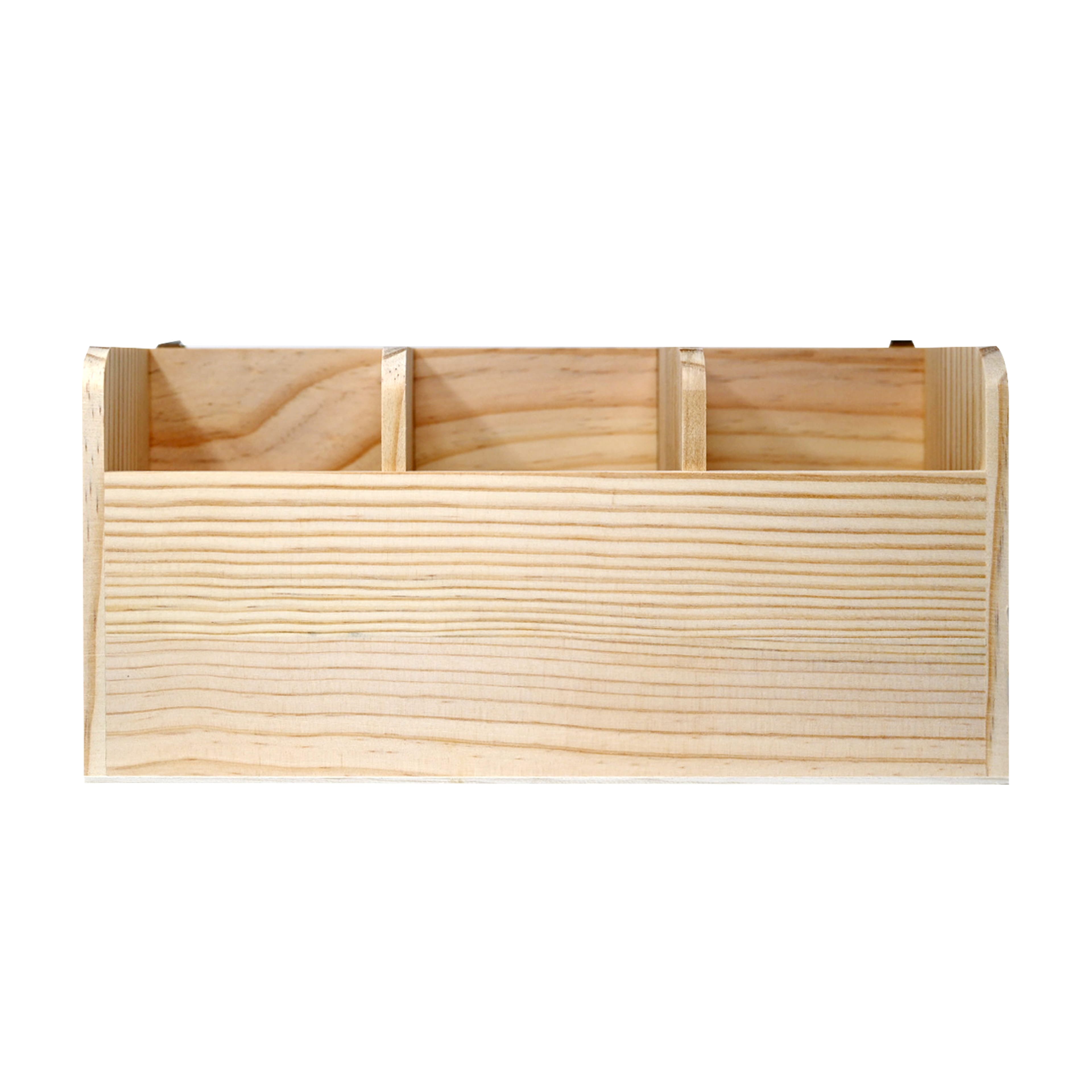 11.5" 3 Compartment Wood Wall Organizer Box