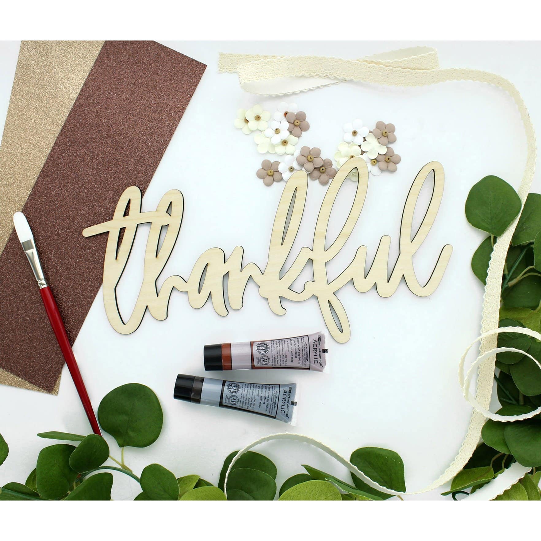 Leisure Arts&#xAE; 12&#x22; Wood Thankful Word