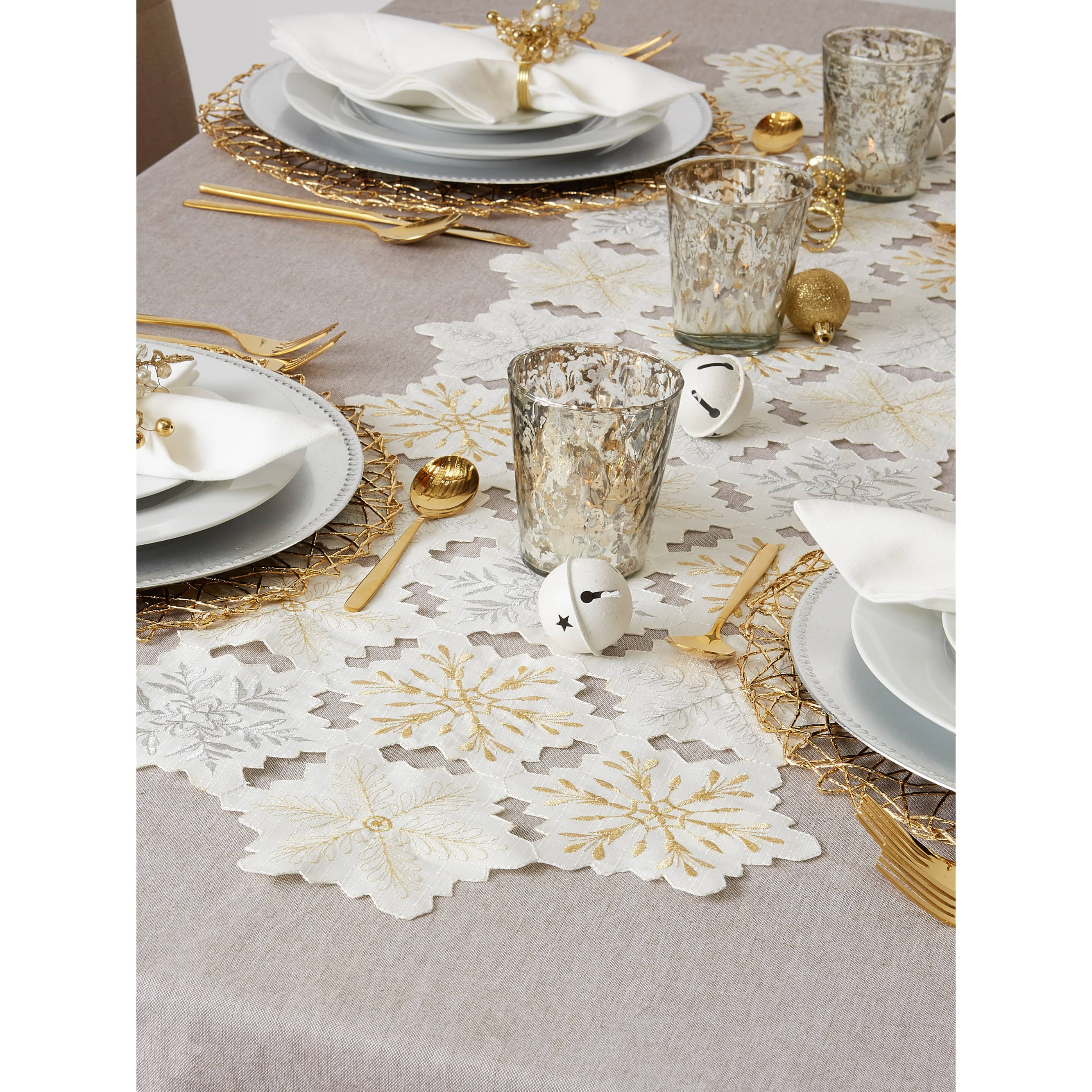 DII&#xAE; 108&#x22; Snowflakes Embroidered Table Runner