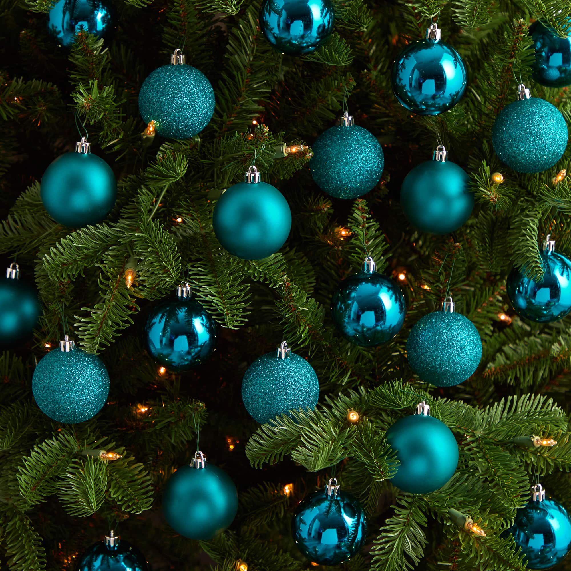 30ct. 2.5&#x22; Teal Shatterproof Christmas Ornaments