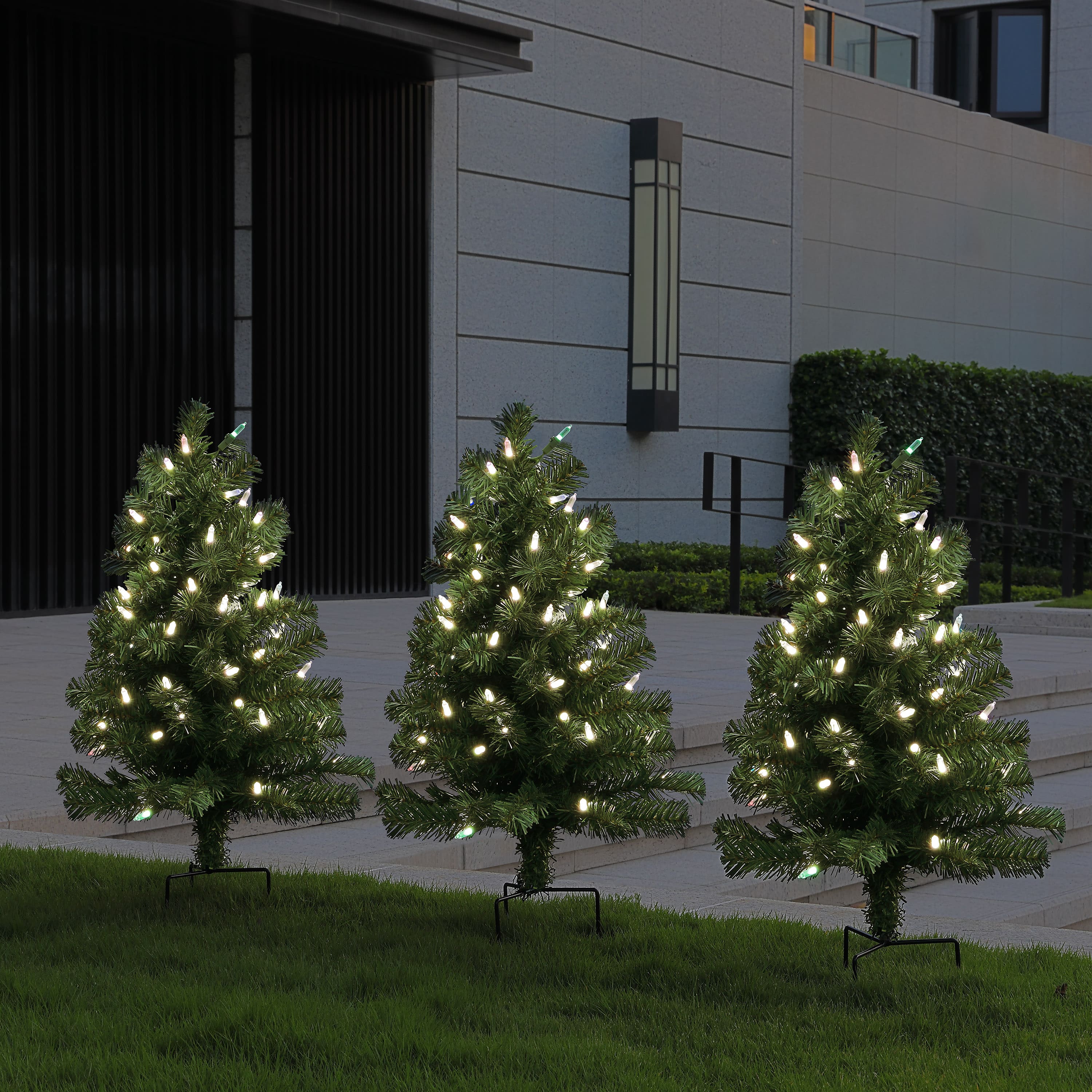 3ct. Pre-Lit Alexa Enabled Pathway Artificial Christmas Tree Set