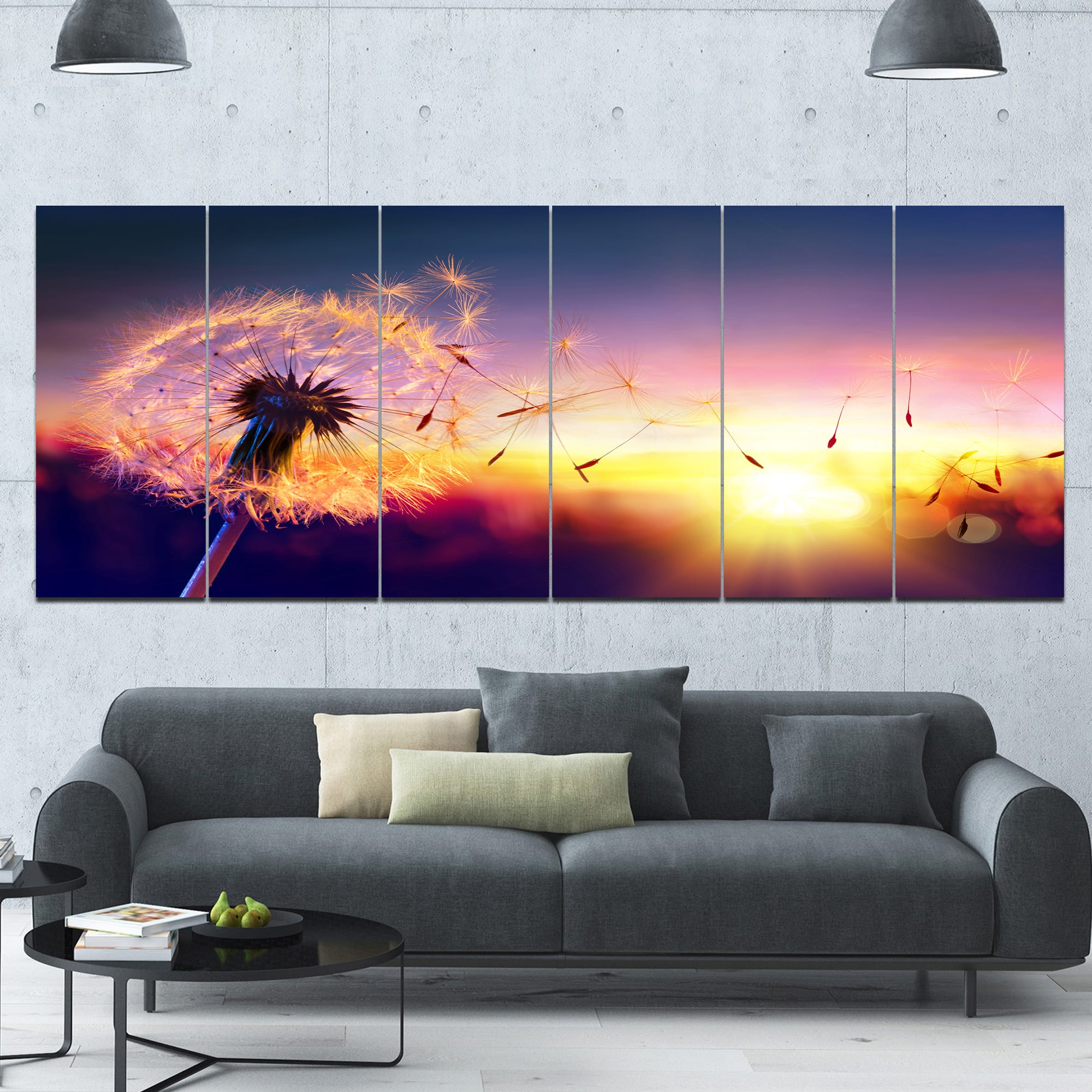 Designart - Dandelion at Sunset Freedom to Wish - Abstract Wall Art Canvas