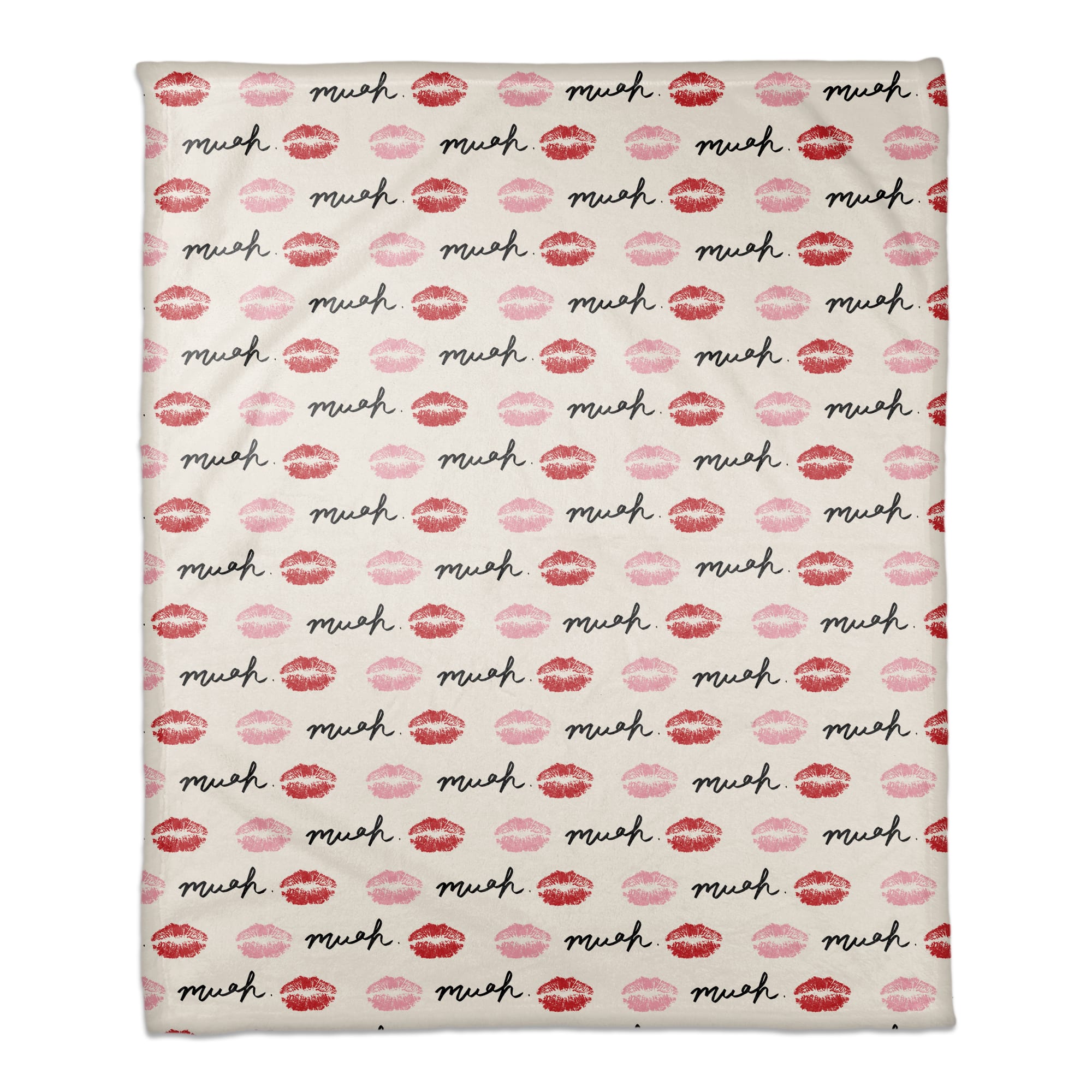 Pink & Red Lips Coral Fleece Blanket