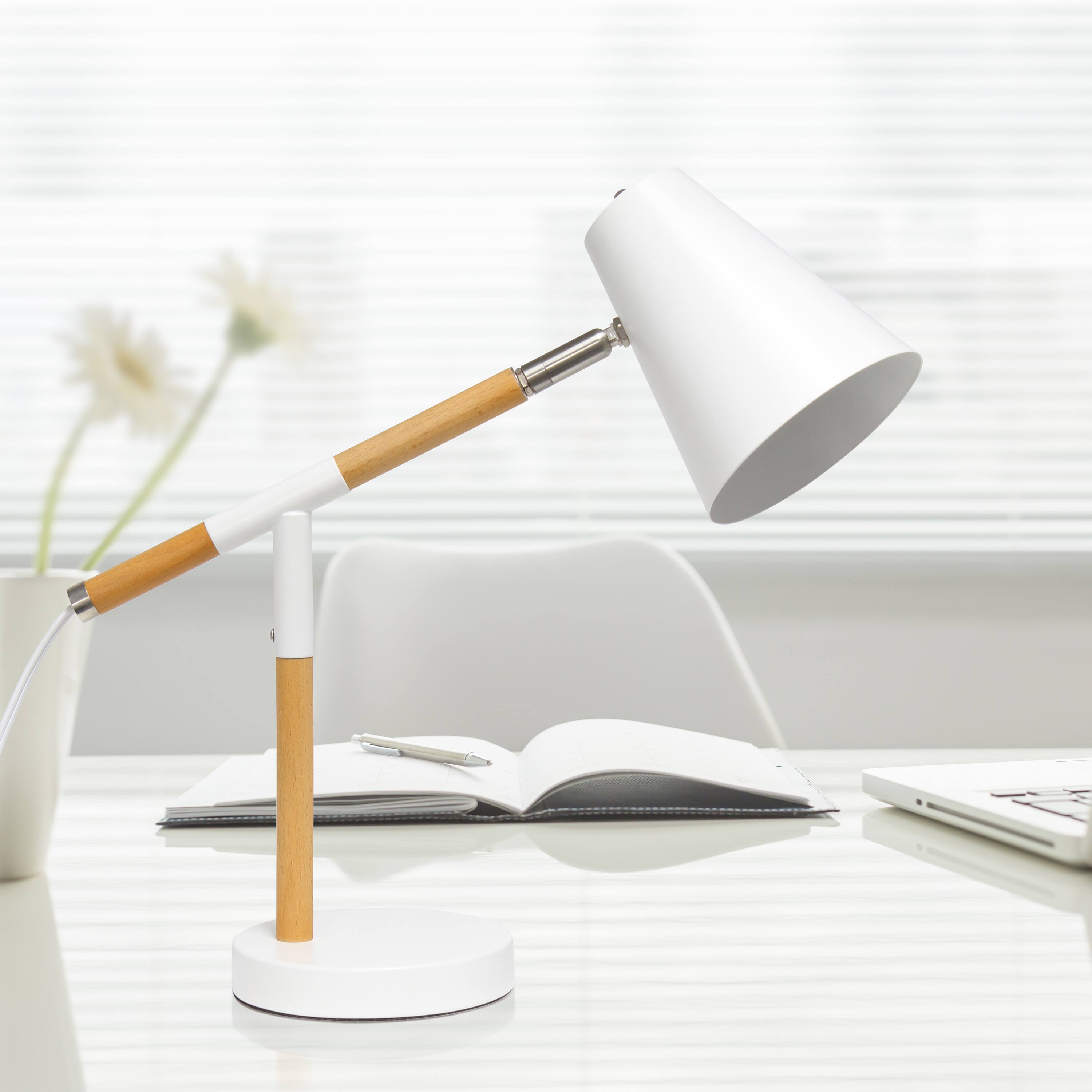 Simple Designs 16.7&#x22; Wooden Pivot Desk Lamp