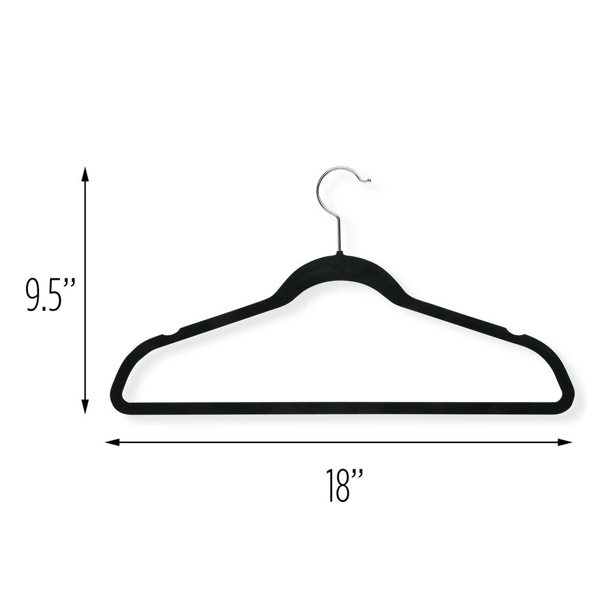 Honey Can Do Black Slim-Profile Non-Slip Velvet Hangers, 20ct.