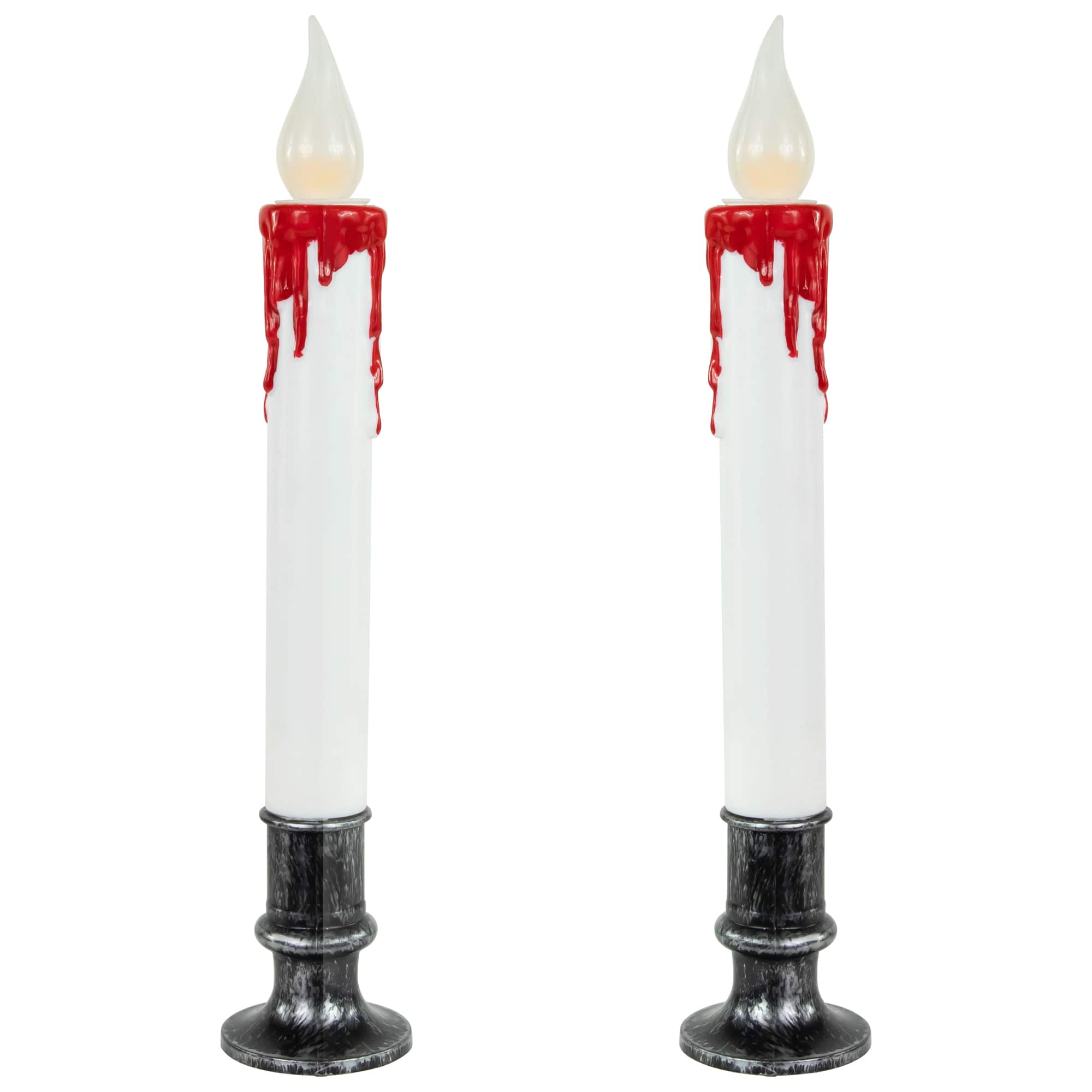 9" Pre-Lit LED White & Red Halloween Candles, 2ct.