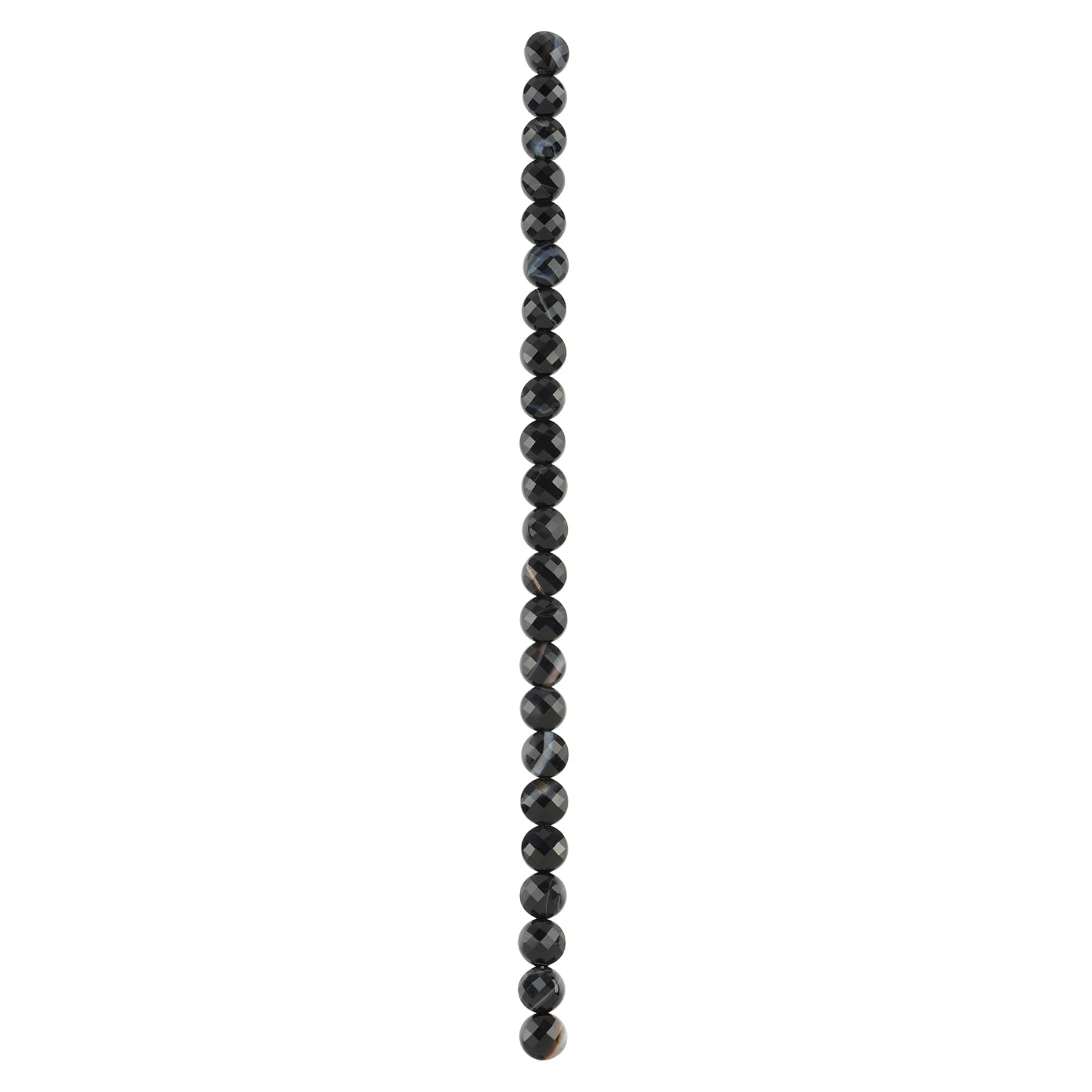 Black Faceted Agate Round Coin Beads by Bead Landing&#x2122;