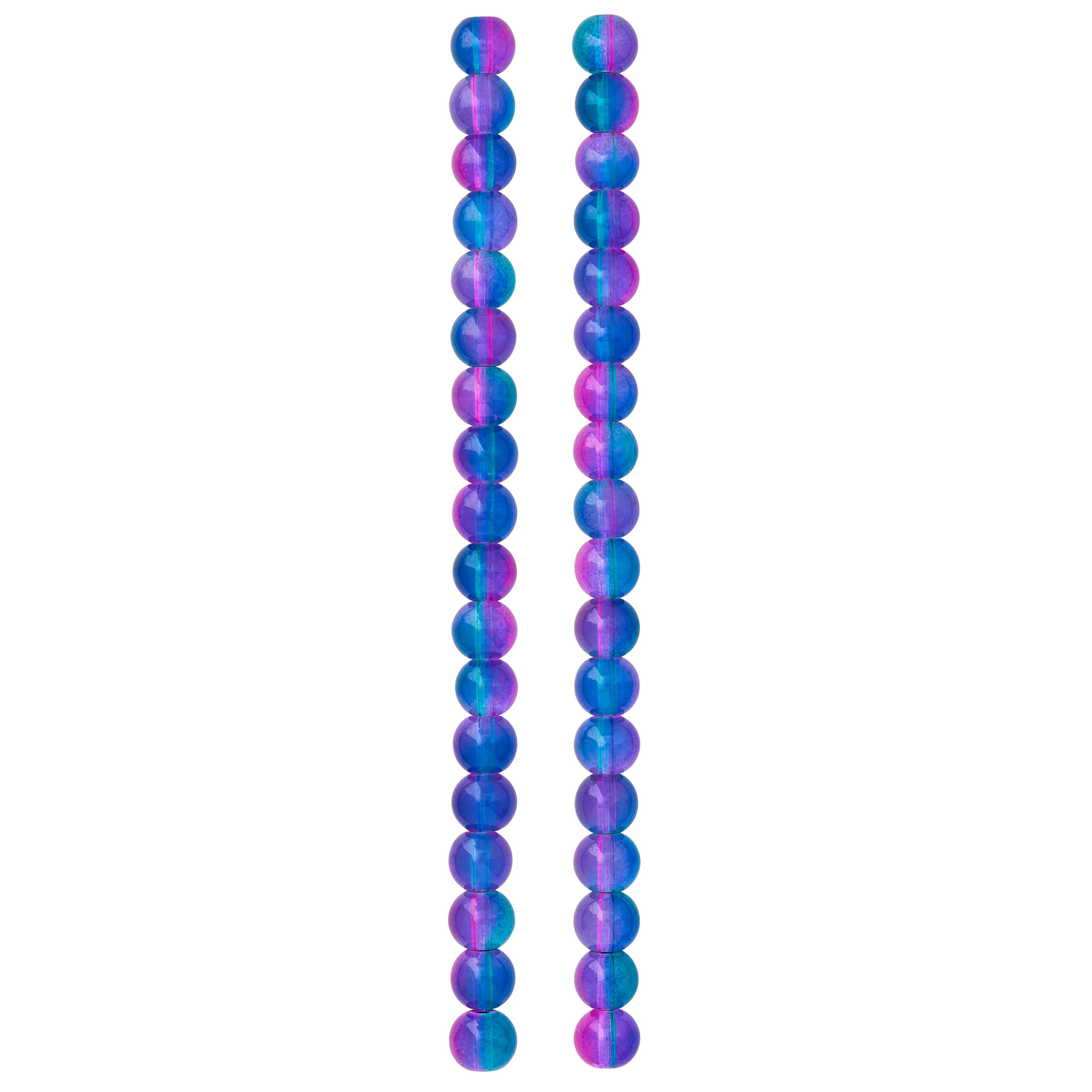 12 Pack: Green, Pink & Blue Glass Round Beads, 8mm by Bead Landing™