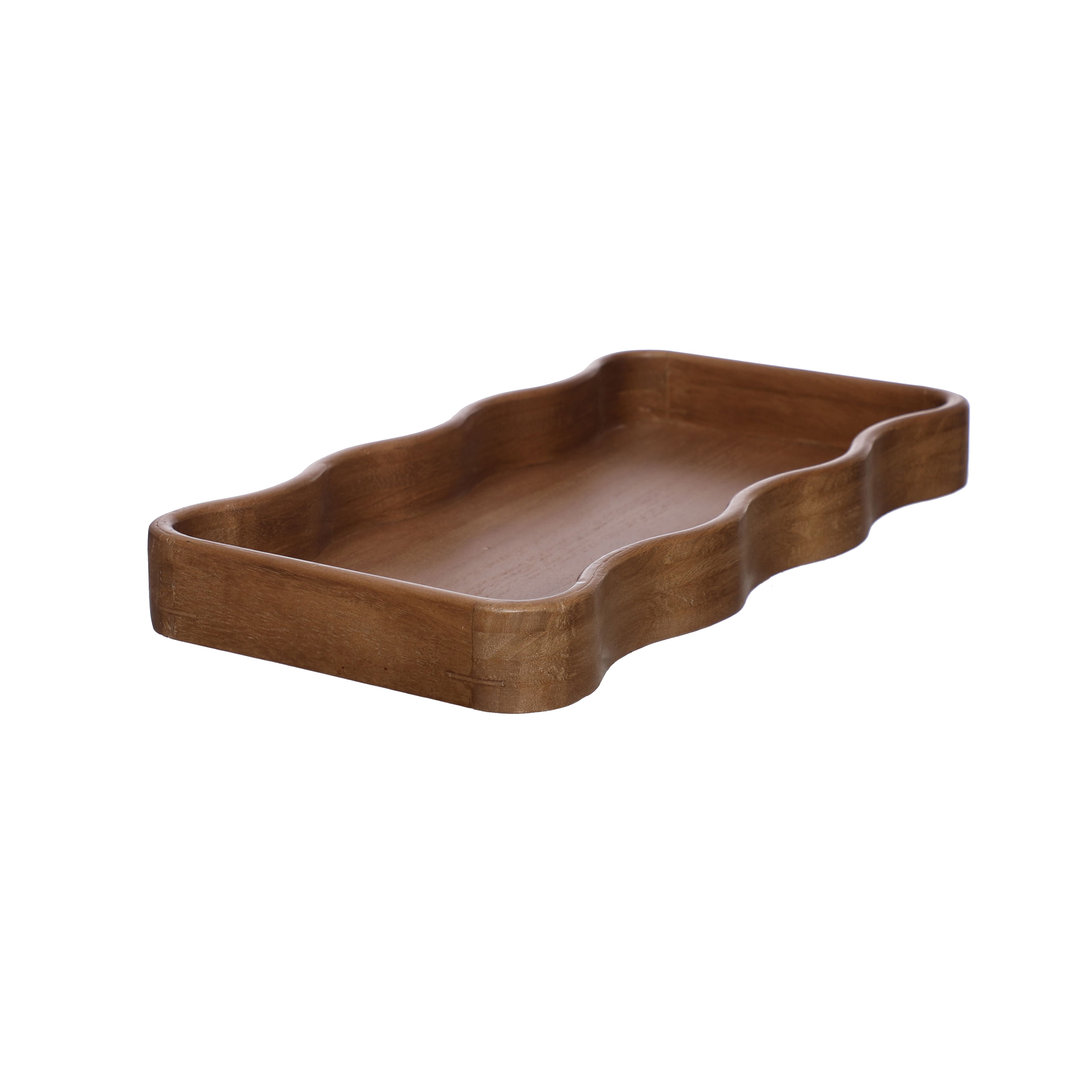15.75" Brown Wave Wood Tray by Ashland®