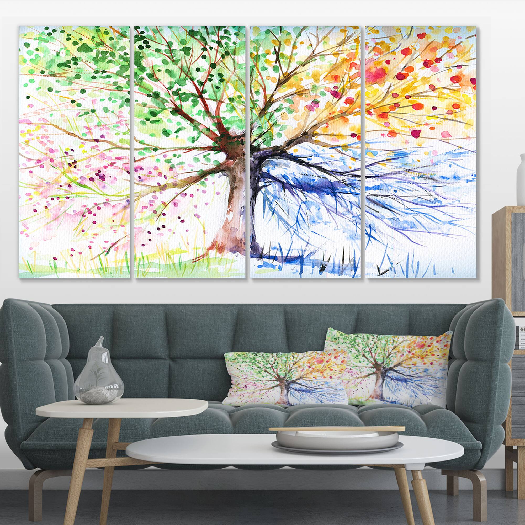 Designart - Four Seasons Tree - Floral Art Canvas Print