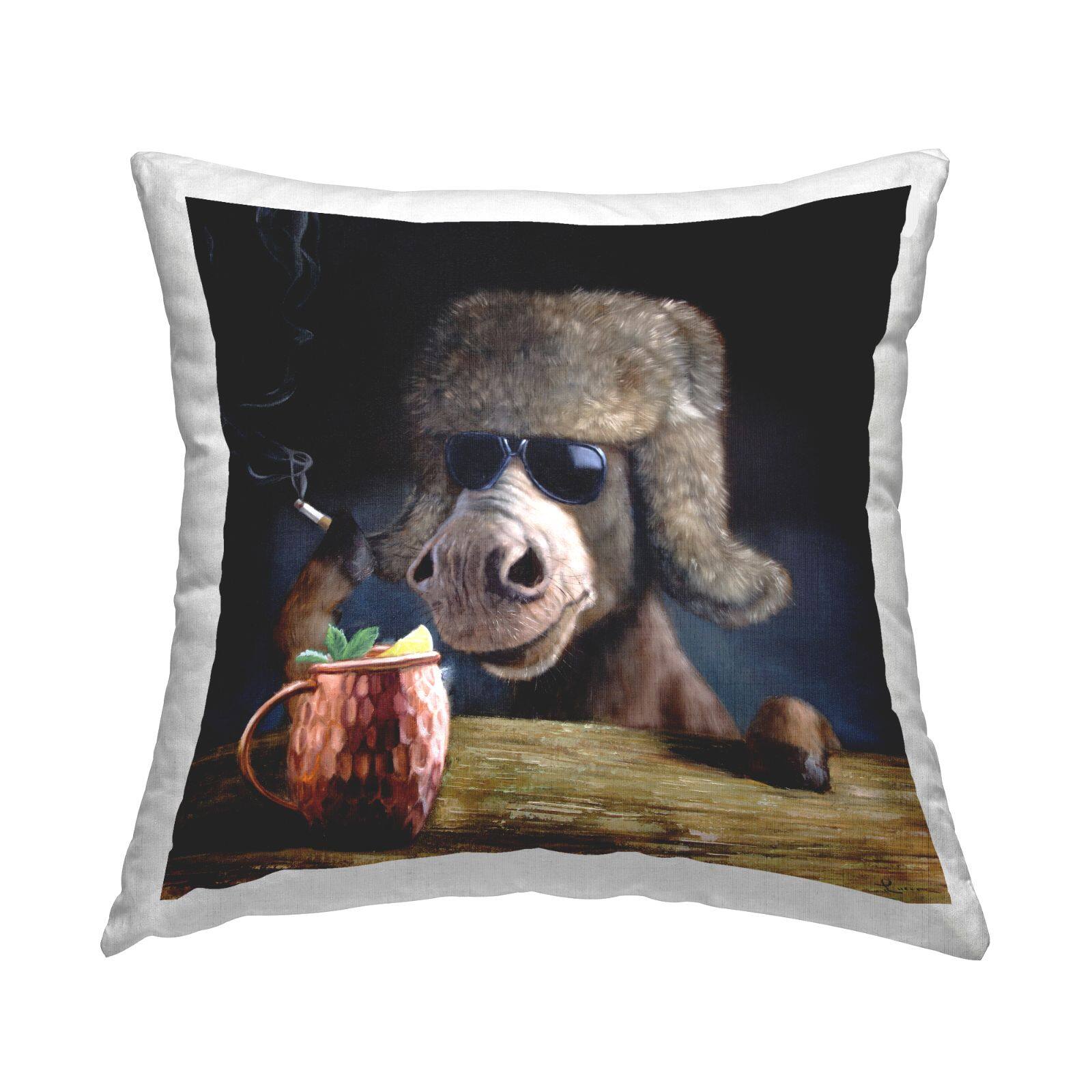 Stupell Industries Moscow Mule Humorous Animal Drink Pun Throw Pillow, 18" x 18"
