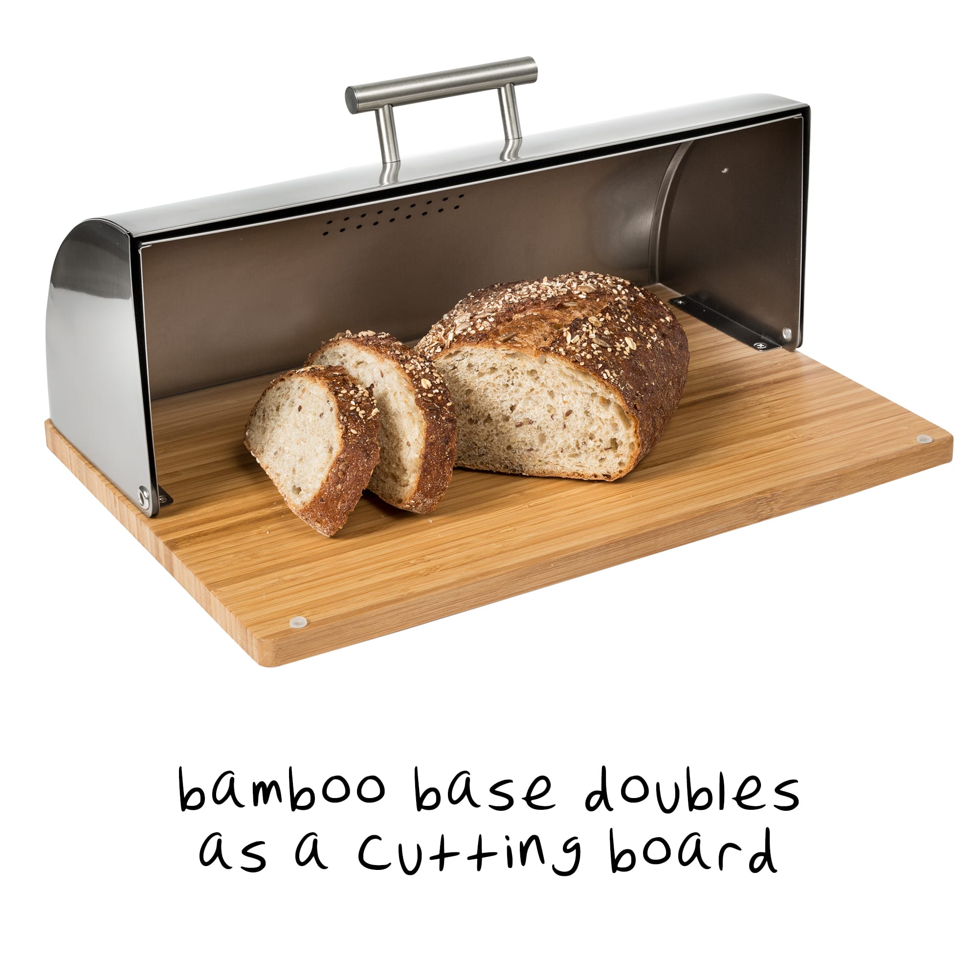 Honey Can Do Stainless Steel Bread Box with Bamboo Cutting Board