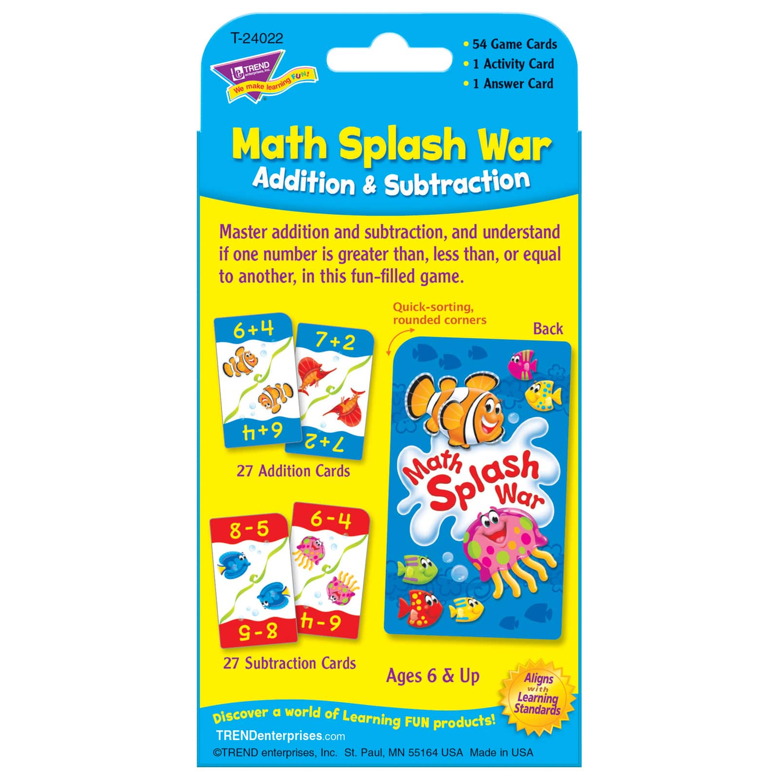 Trend Enterprises&#xAE; Math Splash War Addition &#x26; Subtraction, 12 Packs