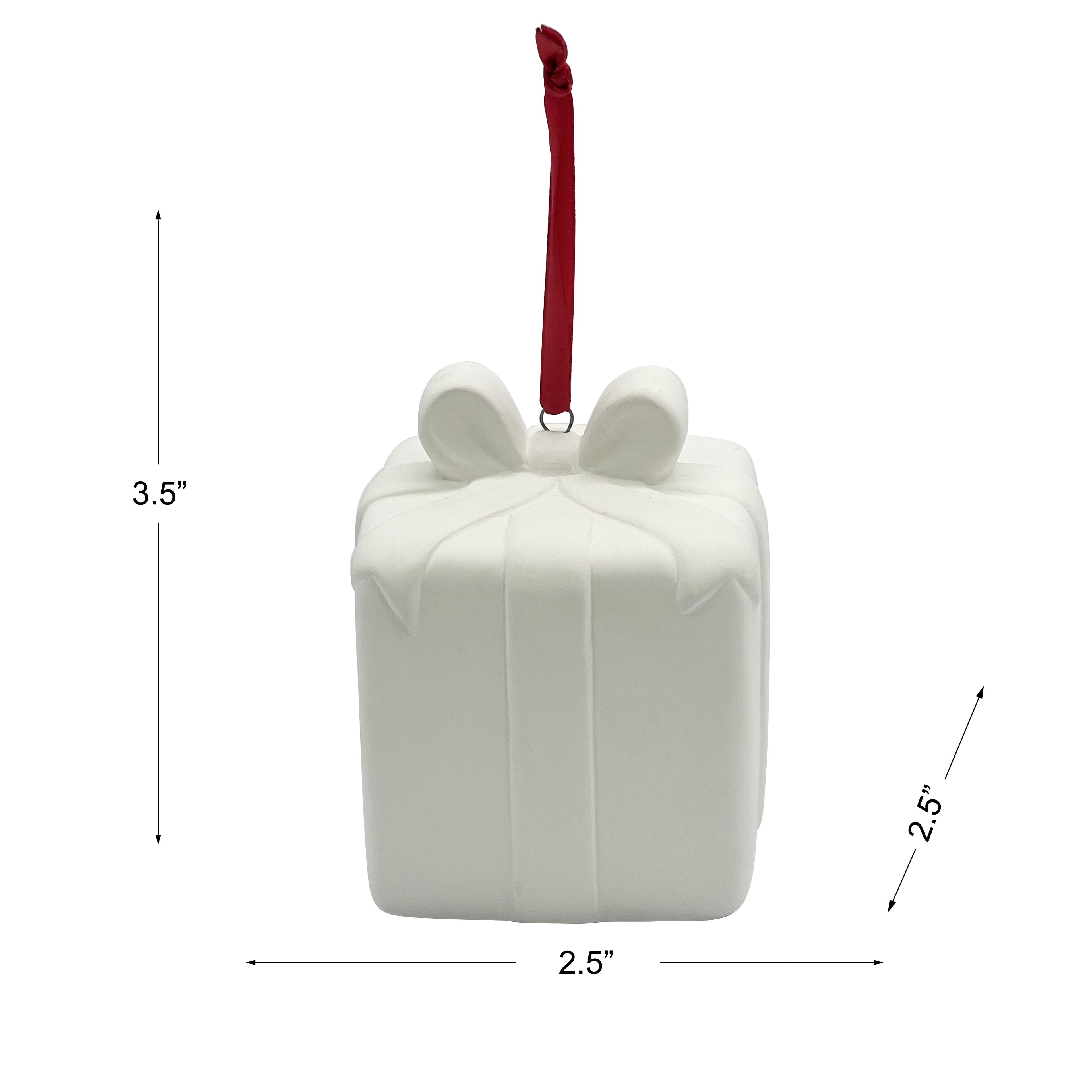 3.5&#x22; DIY Ceramic 3D Present Ornament by Make Market&#xAE;