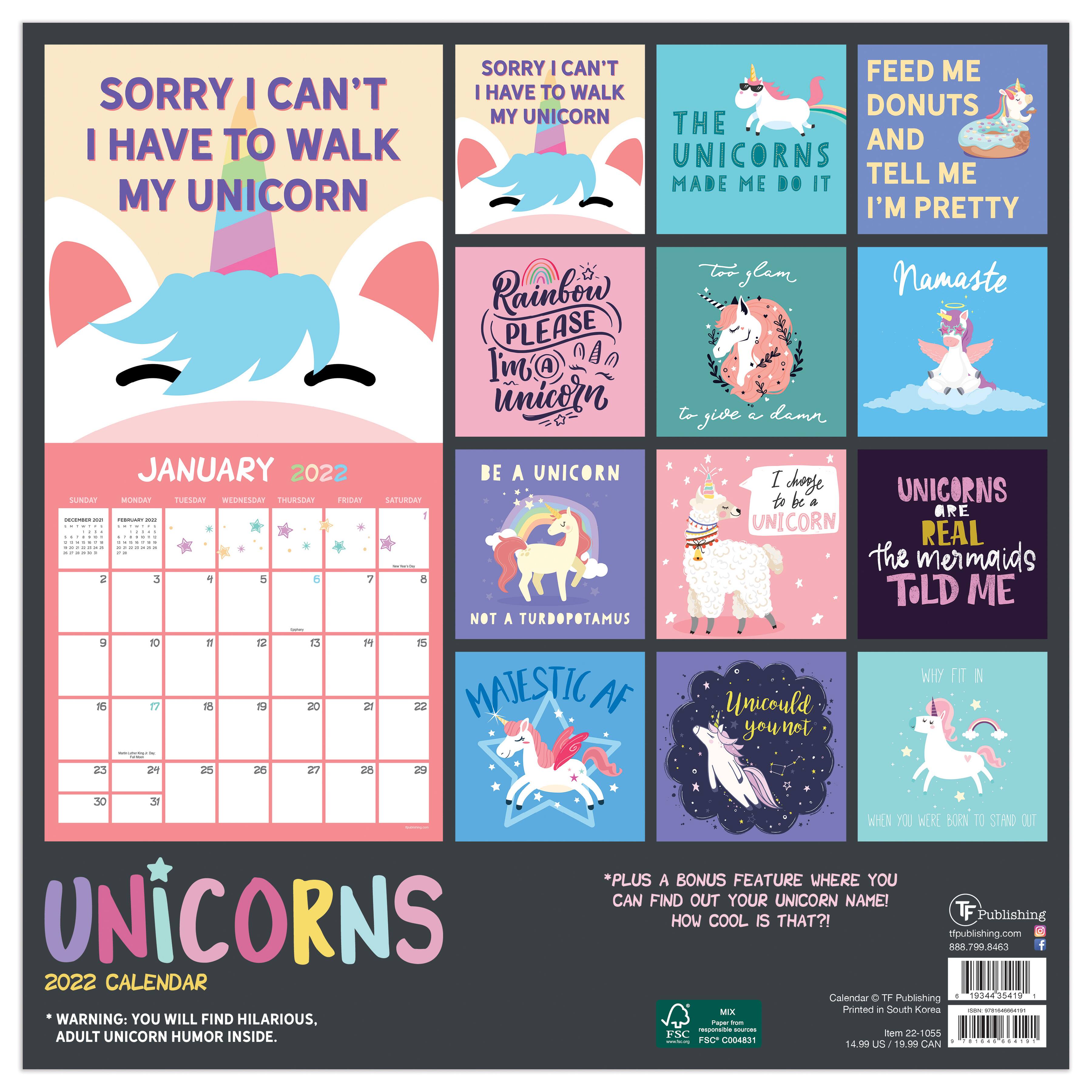 Unicorn Calendar 2022 2022 Unicorns Wall Calendar | Michaels