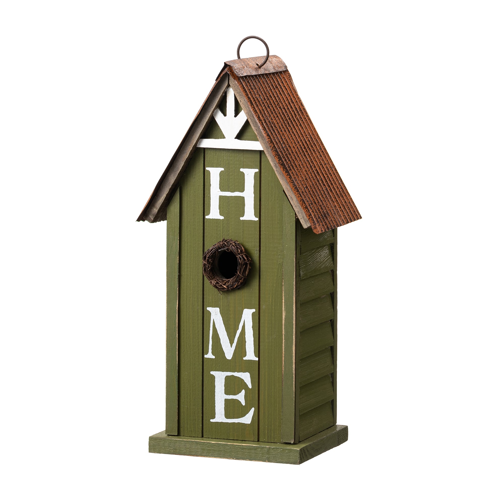 Glitzhome&#xAE; 14.75&#x22; Distressed Wood HOME Birdhouse