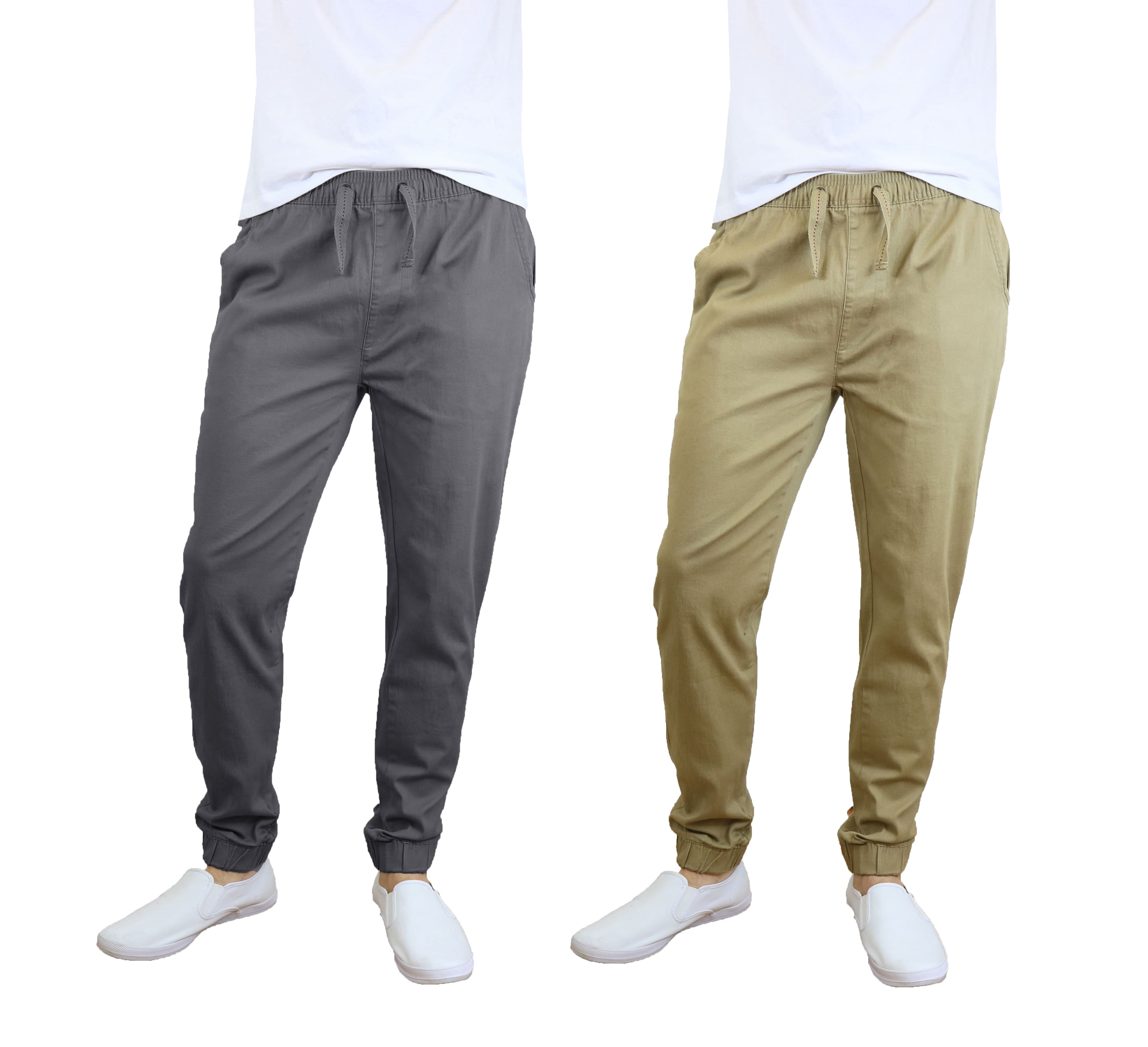 Galaxy By Harvic Slim Fit Basic Stretch Twill Men's Joggers 2 Pack