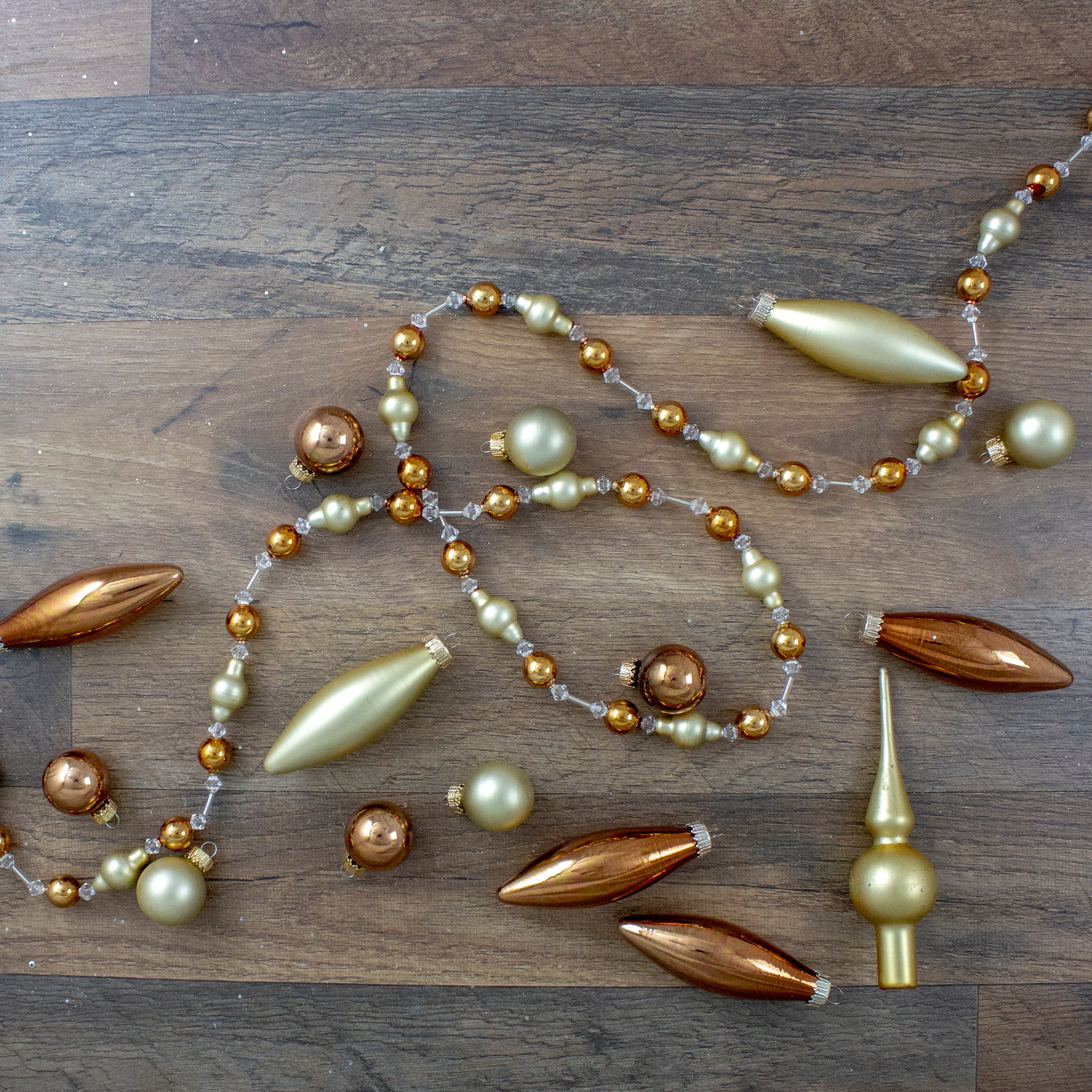 16ct. Champagne Gold Beaded Garland &#x26; Ornament Set