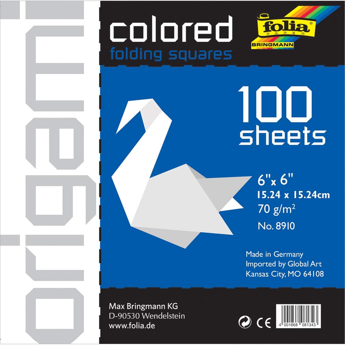 Folia&#xAE; 6&#x22; Solid White Origami Paper, 100 Sheets