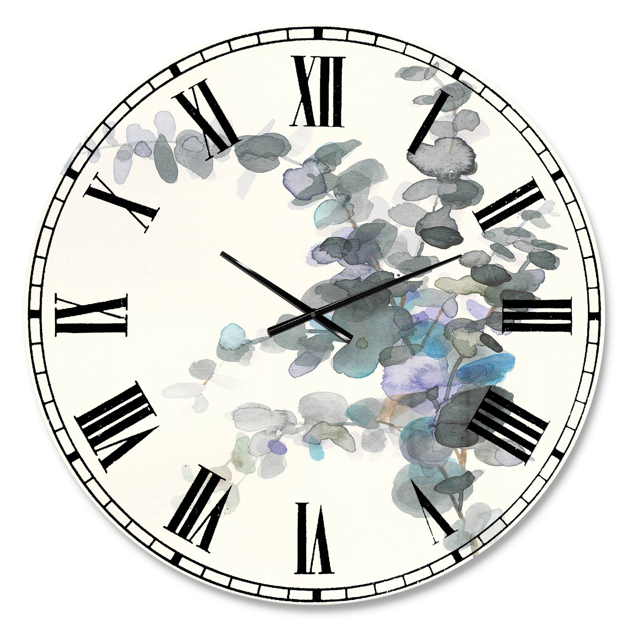 Designart Grey Watercolor Flower III Traditional Wall Clock