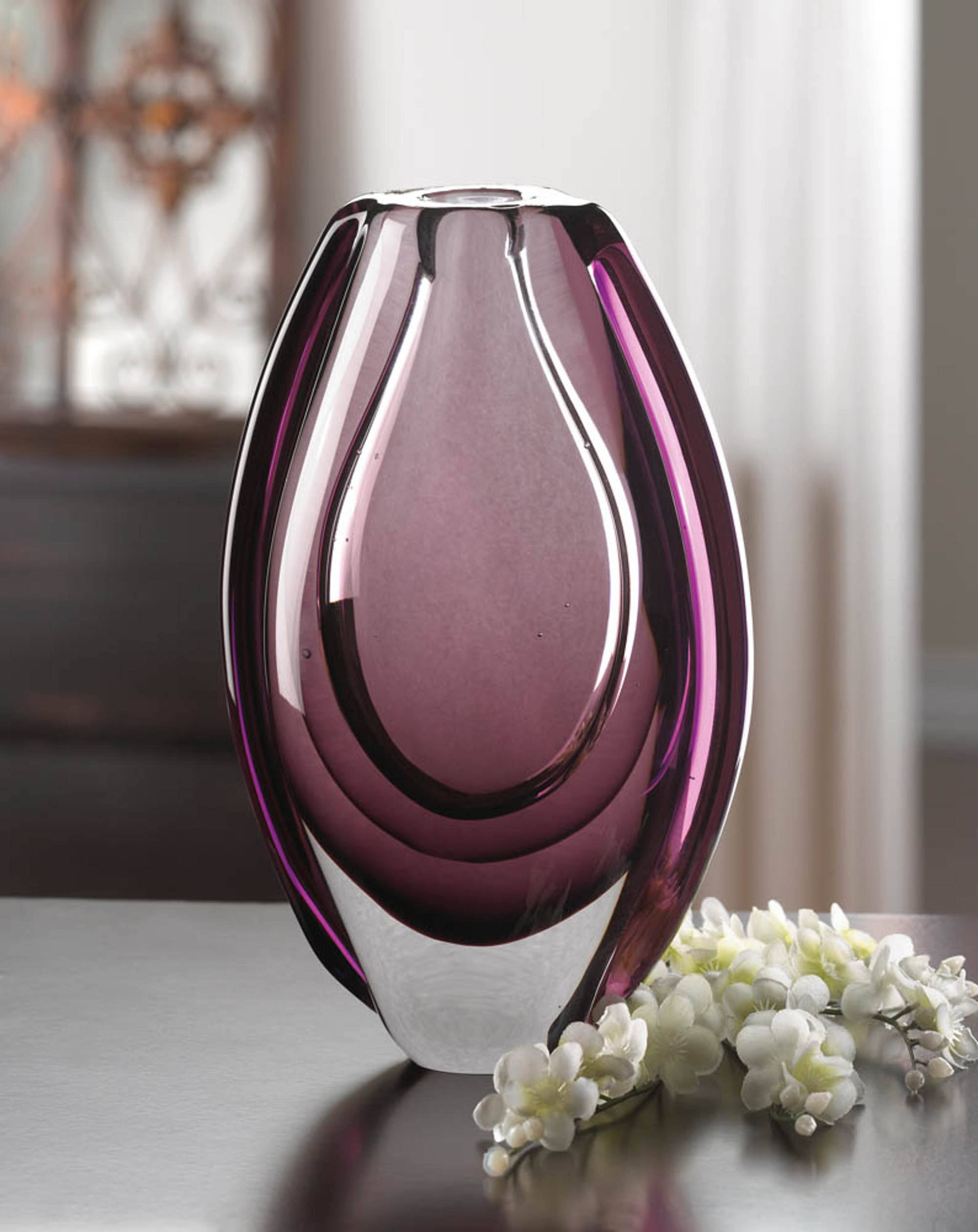 8.5&#x22; Wild Orchid Art Glass Vase