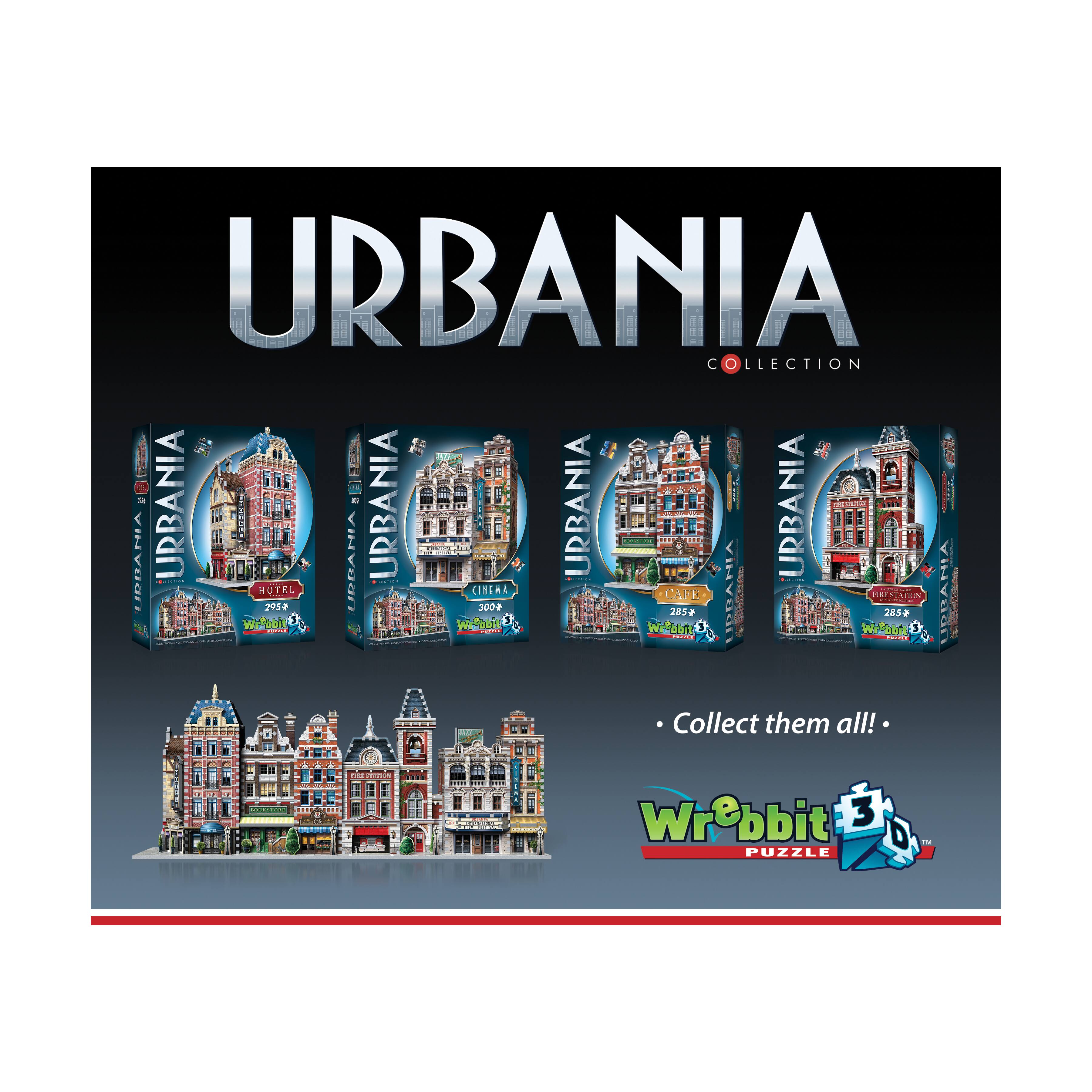 Urbania Collection - 4 3D Puzzles: Hotel, Cinema, Cafe, and Fire Station: 1165 Pcs