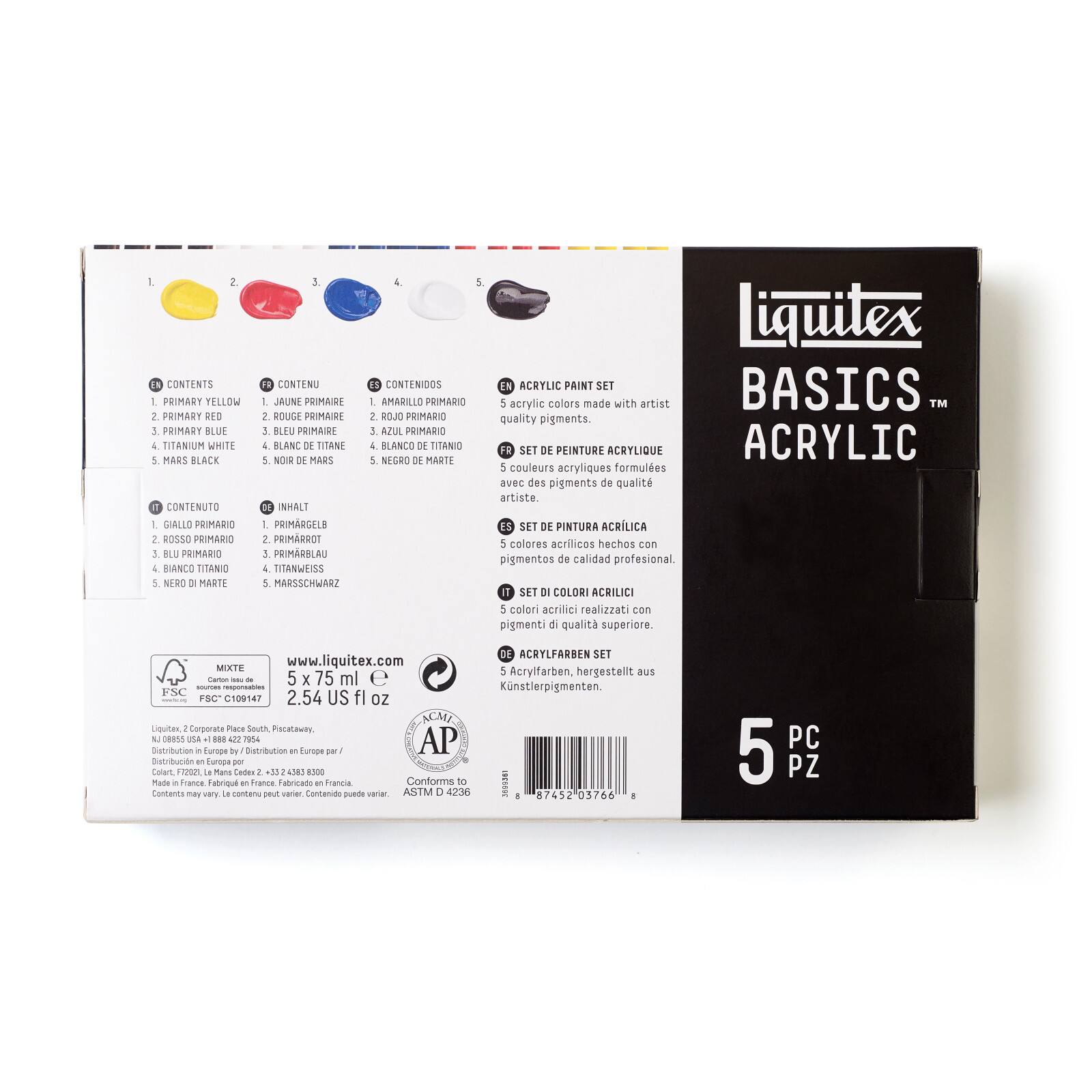 Liquitex&#xAE; BASICS&#x2122; 5 Color Acrylic Color Value Set
