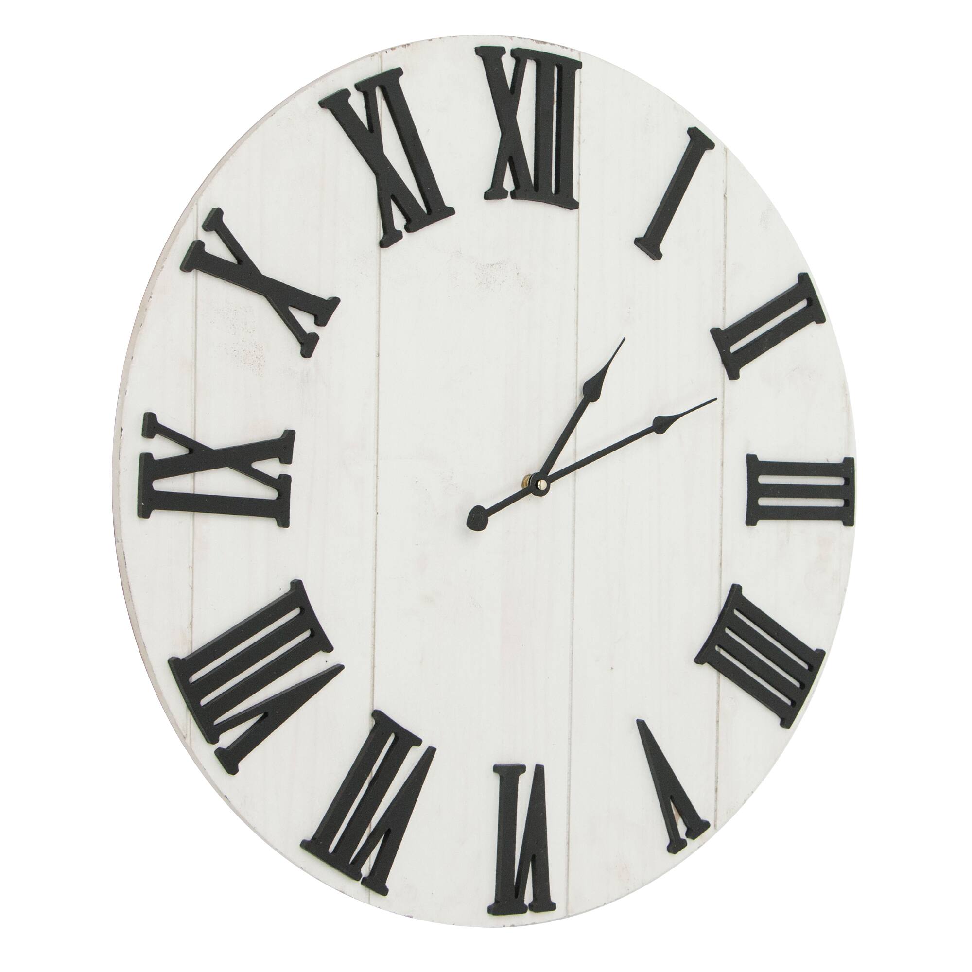 Whitewashed Wood Rustic Oversized Wall Clock (25")