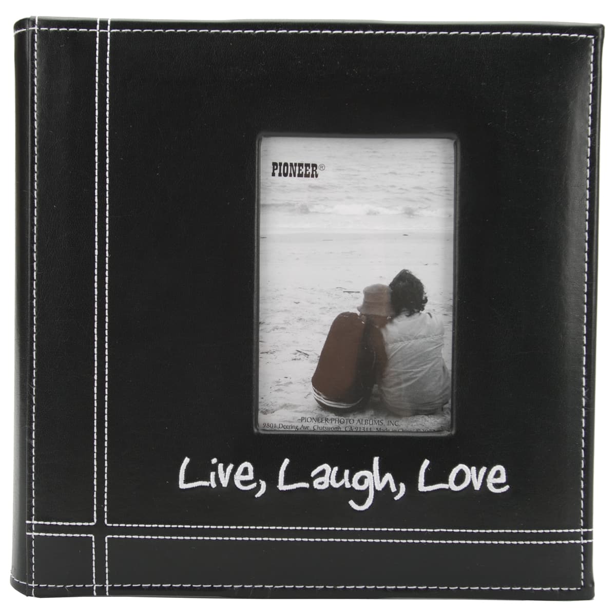Pioneer® Live, Laugh & Love Embroidered Stitched Leatherette Album, 9" x 9"