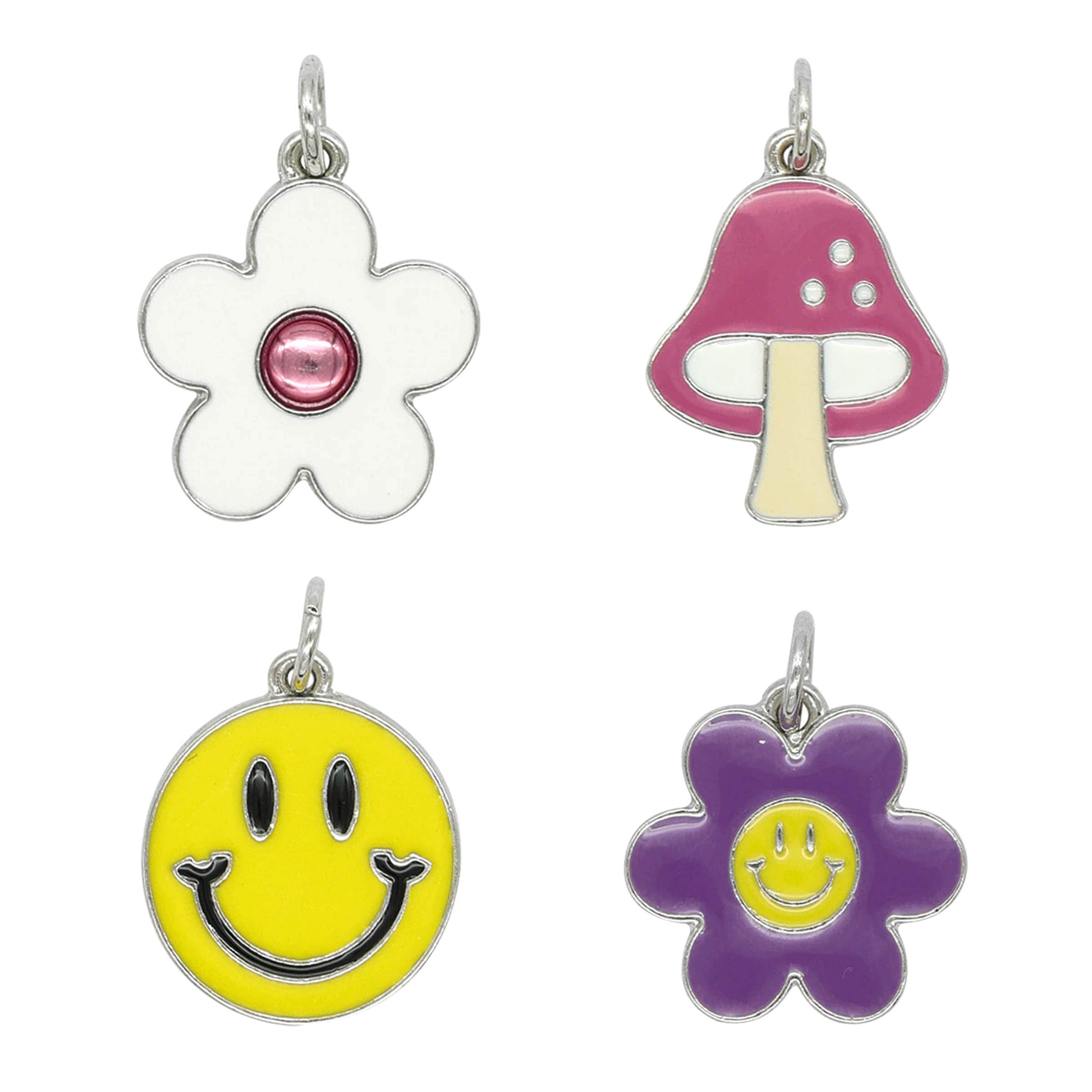 12 Pack: Enamel Flower, Smile & Mushroom Charm Set by Bead Landing™