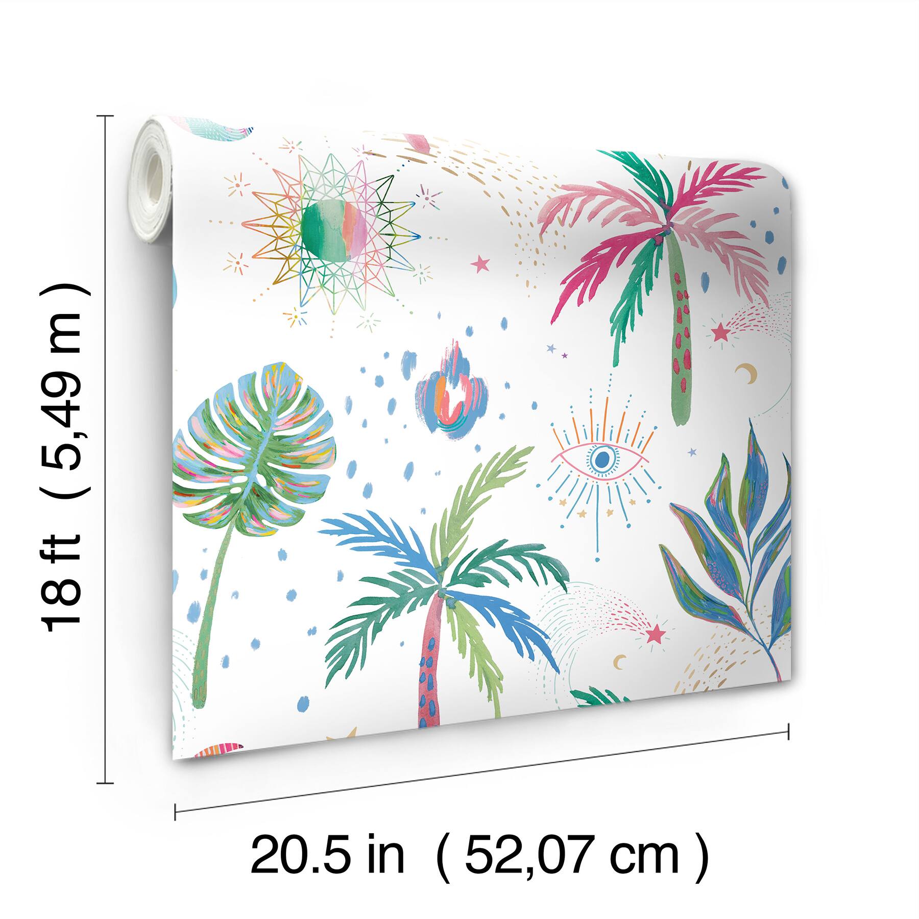 RoomMates White Multi Nuit Tropicale Peel & Stick Wallpaper