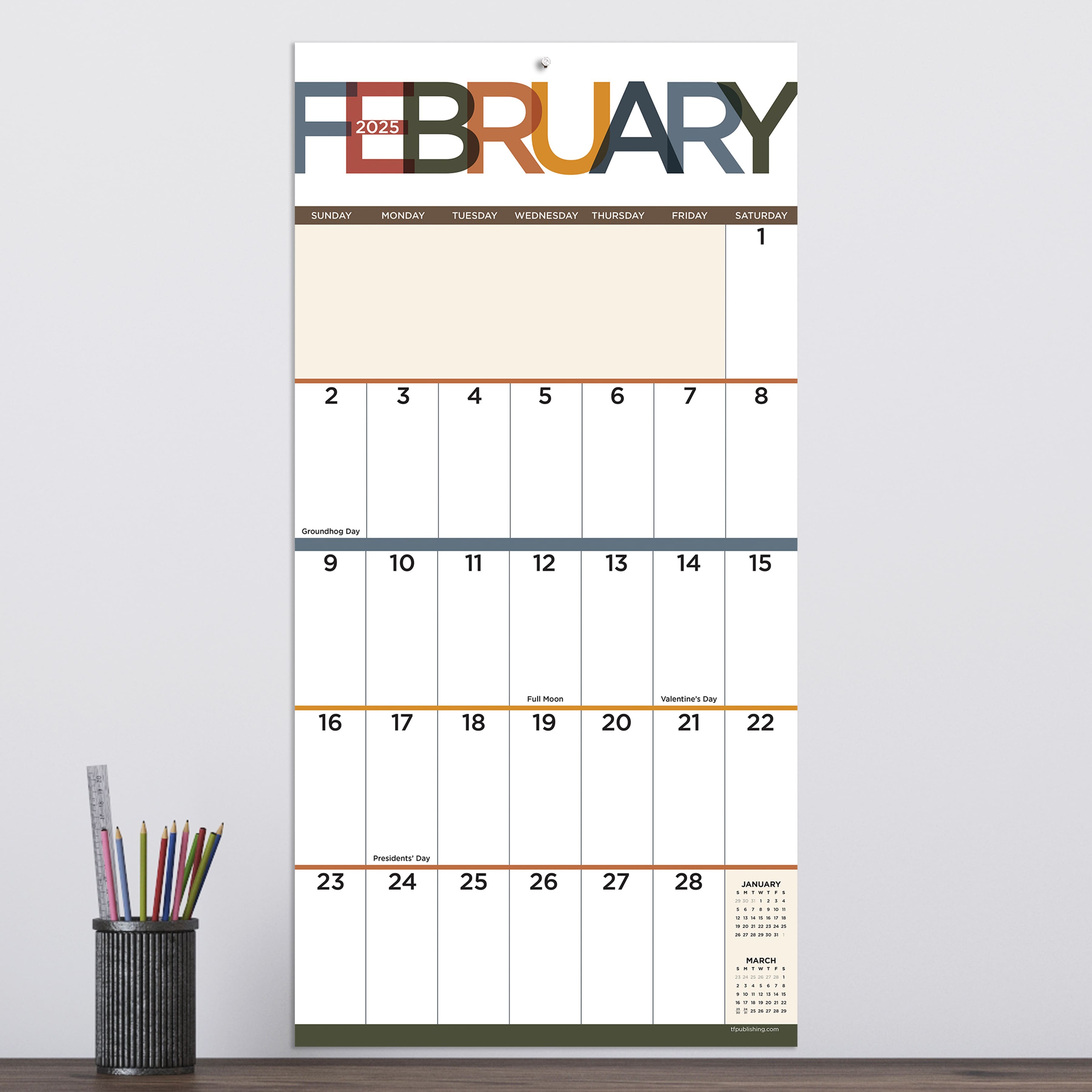 TF Publishing 2025 Big Print Wall Calendar