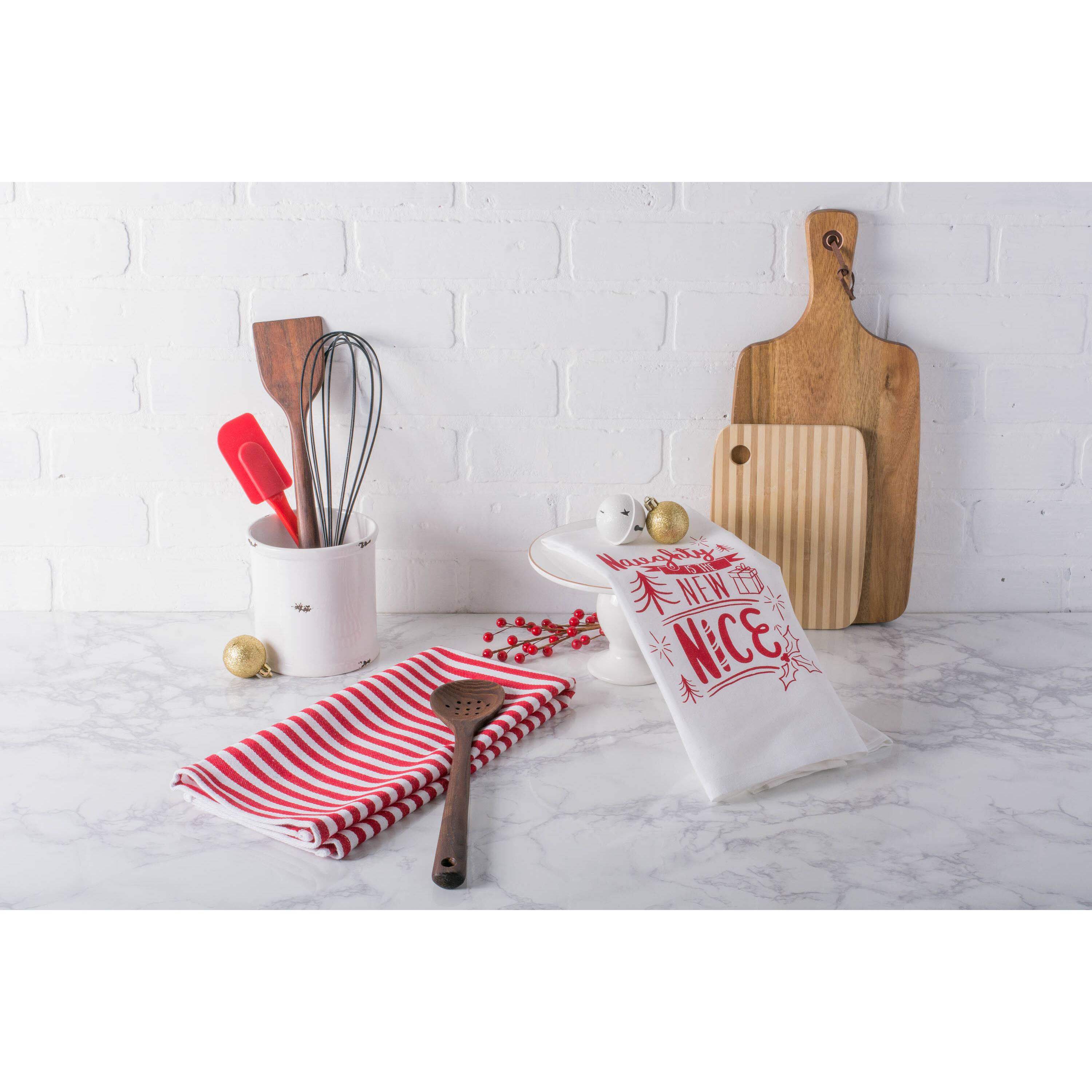 DII® Assorted Naughty Nice Holiday Printed Dishtowel Set