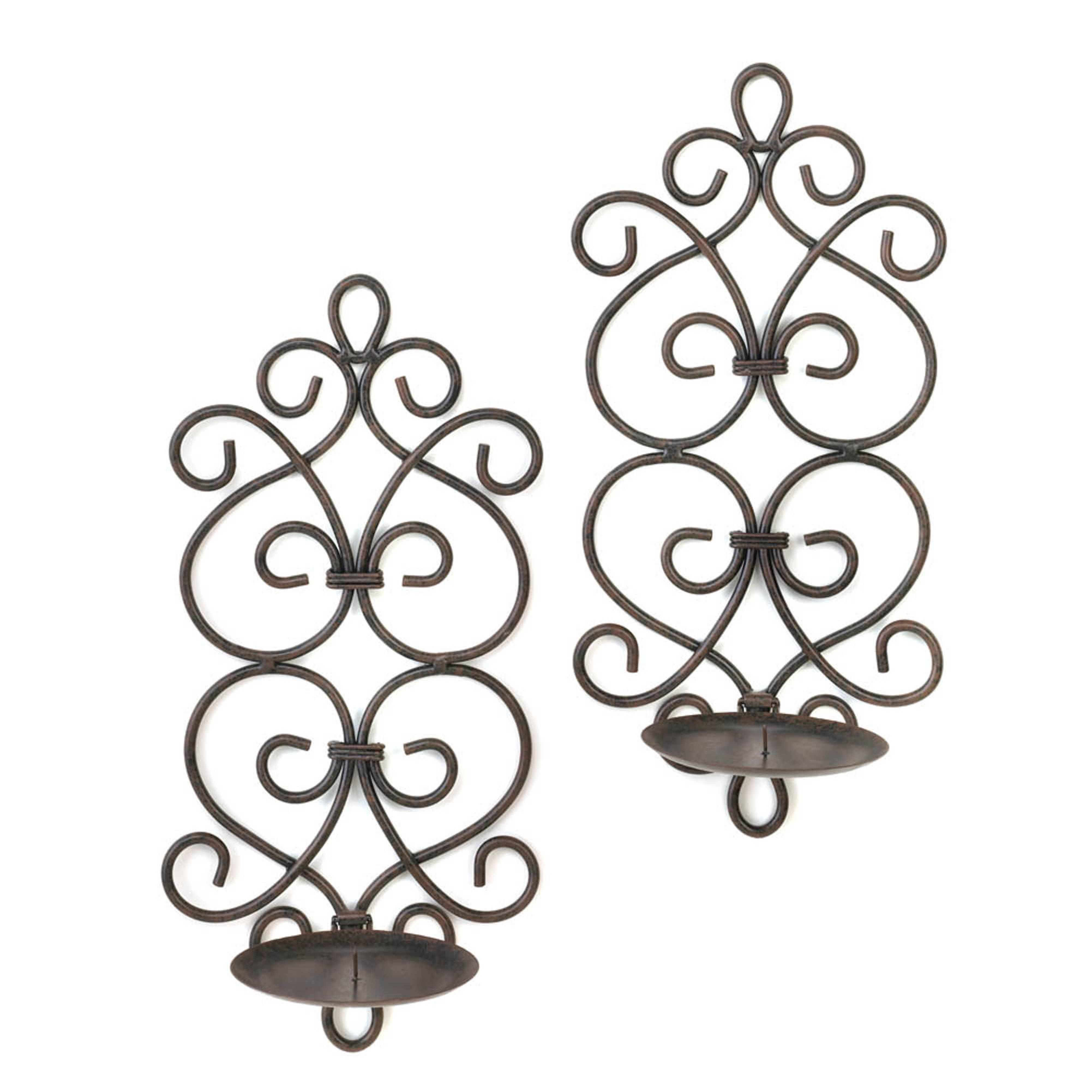 13" Metal Scrollwork Candle Wall Sconces, 2ct.