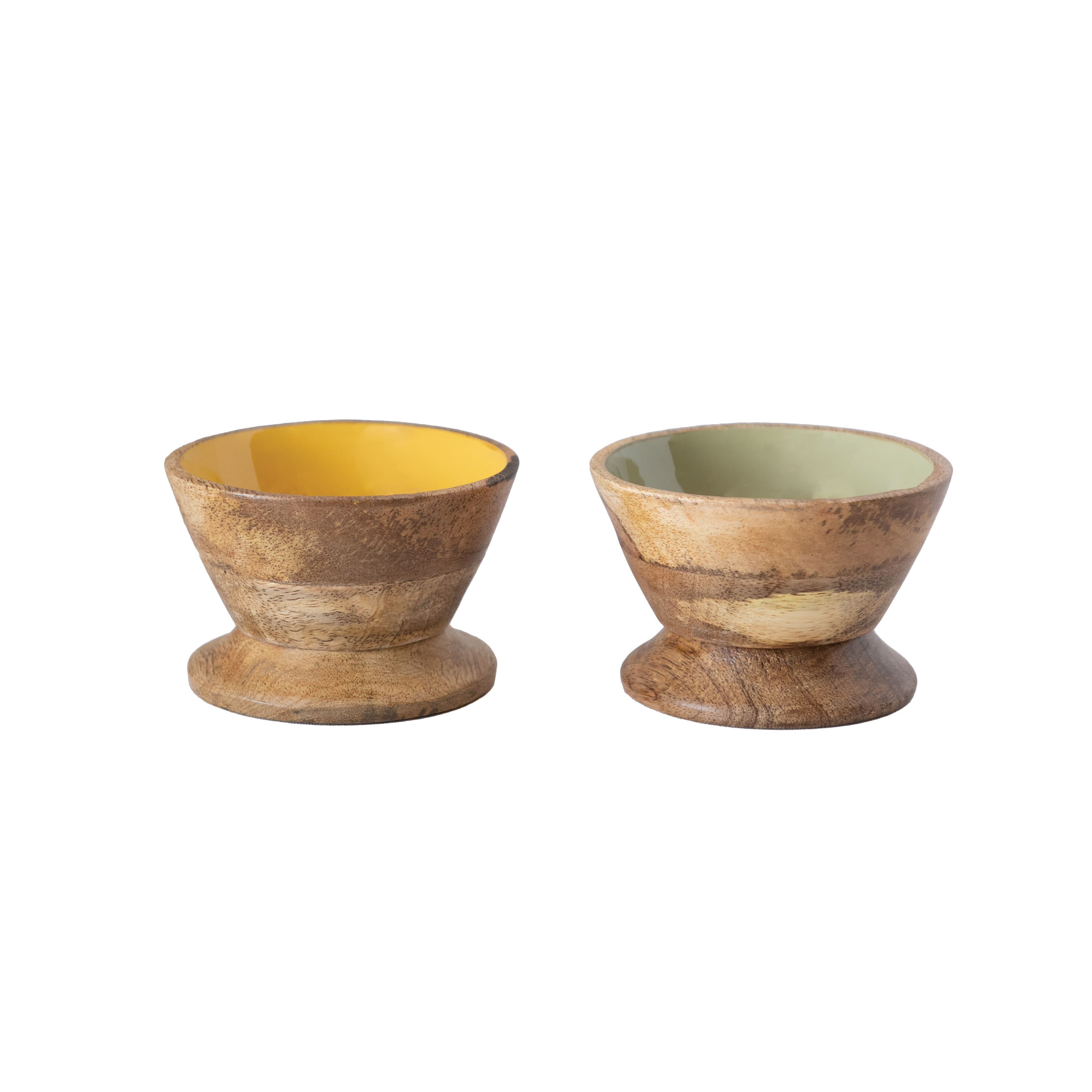 Hello Honey® Enameled Mango Wood Footed Bowl Set