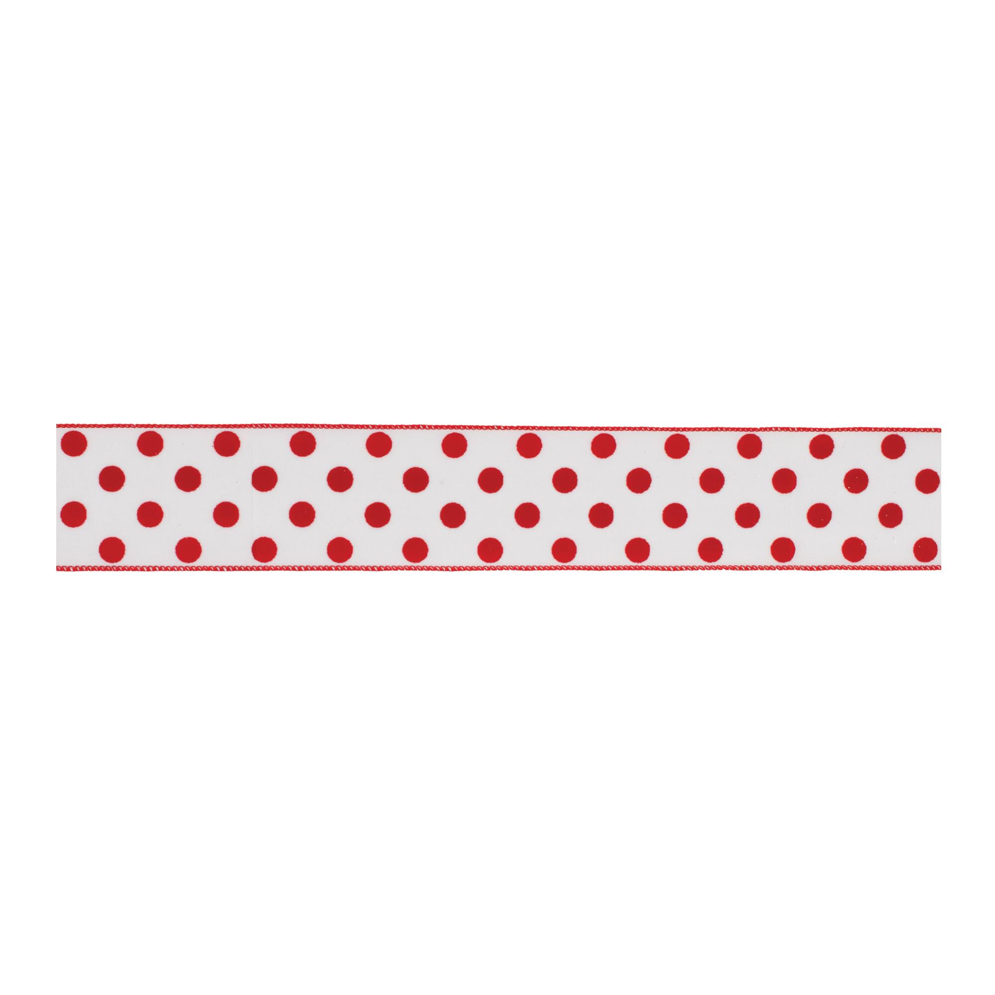 2.5&#x22; x 10yd. Red &#x26; White Wired Polka Dot Ribbon, 2ct.
