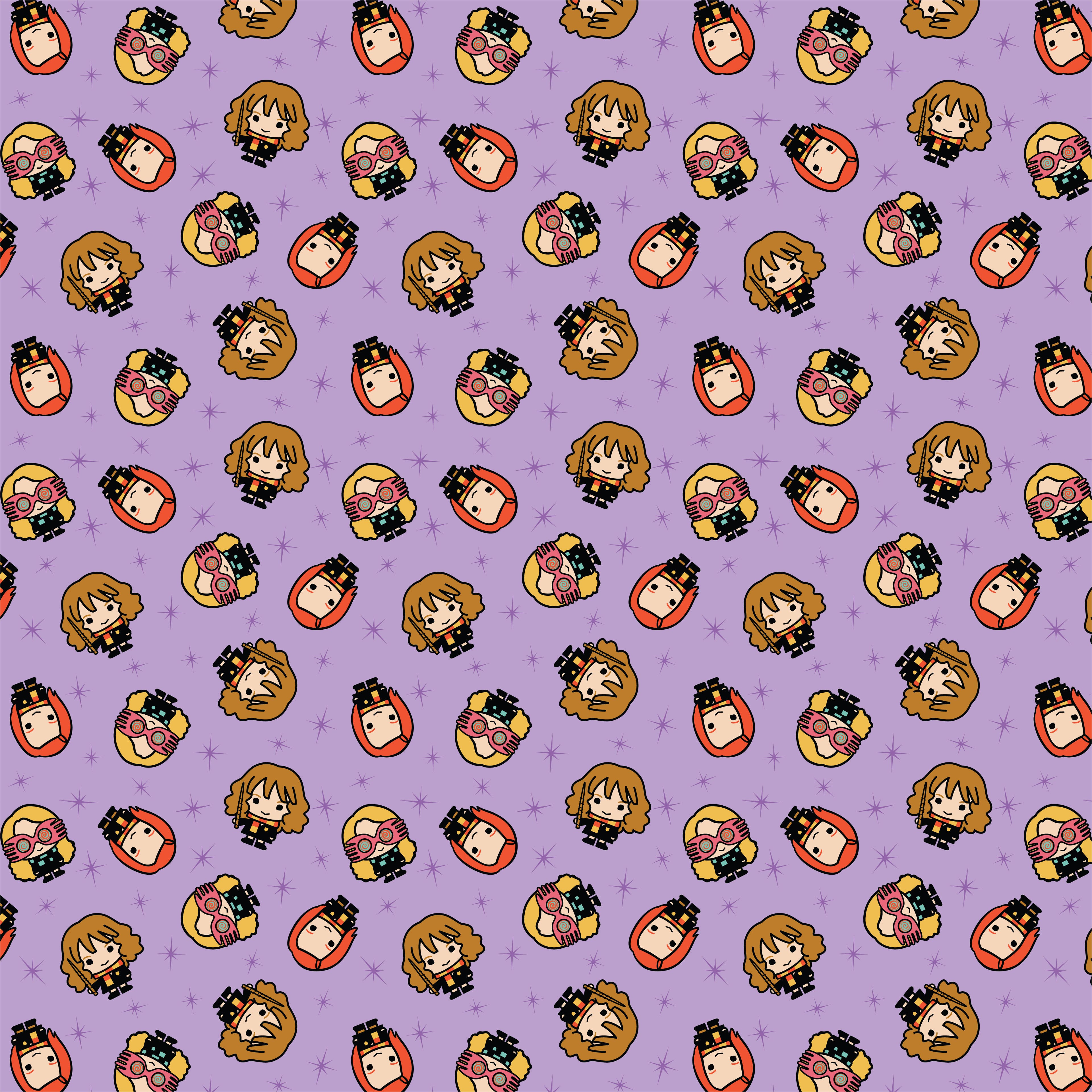 Harry Potter&#x2122; Purple Kawaii Girls Toss Cotton Fabric