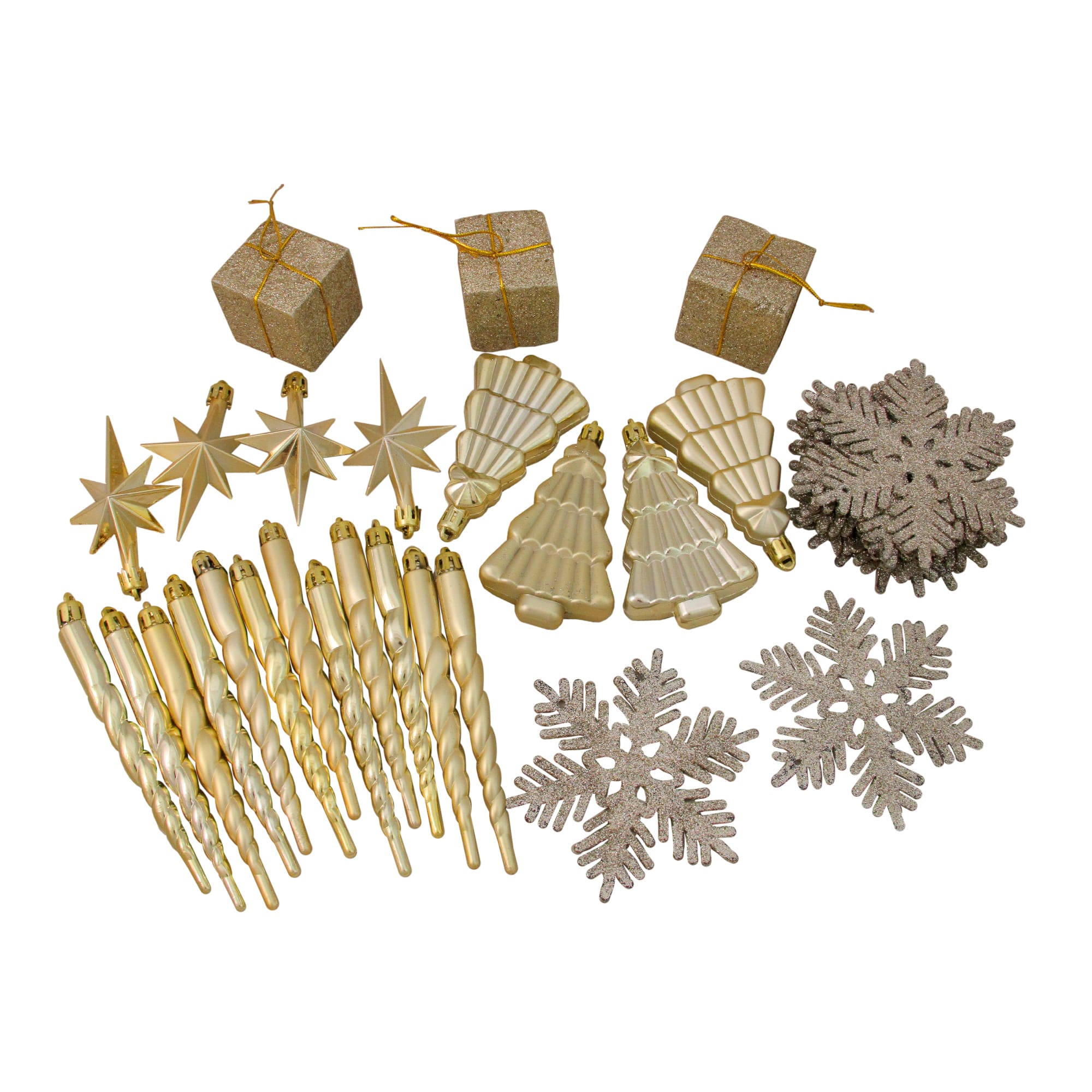 125ct. Champagne Gold Shatterproof 4-Finish Christmas Ornaments