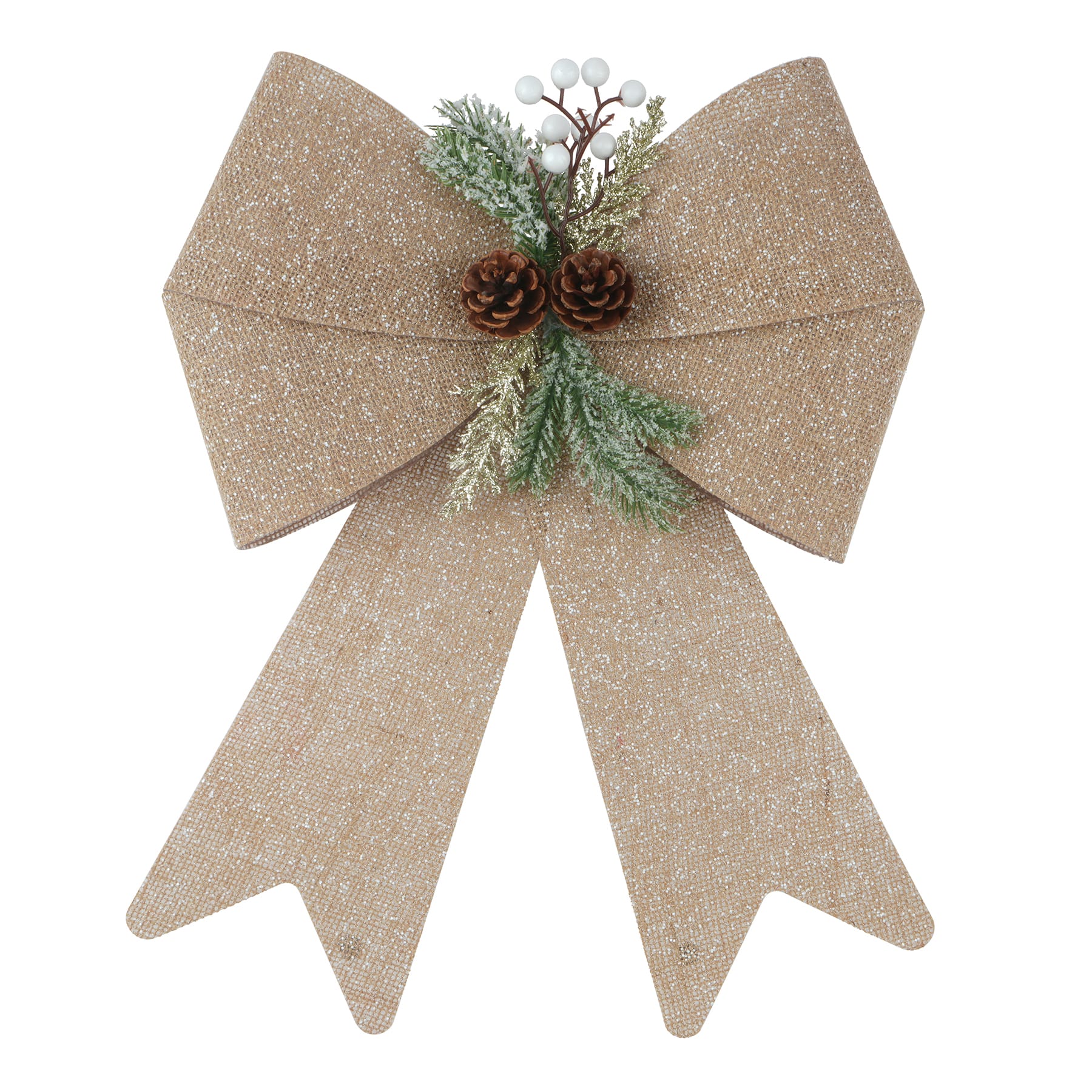 18" Natural Faux Linen Shimmer Tree Bow by Celebrate It®