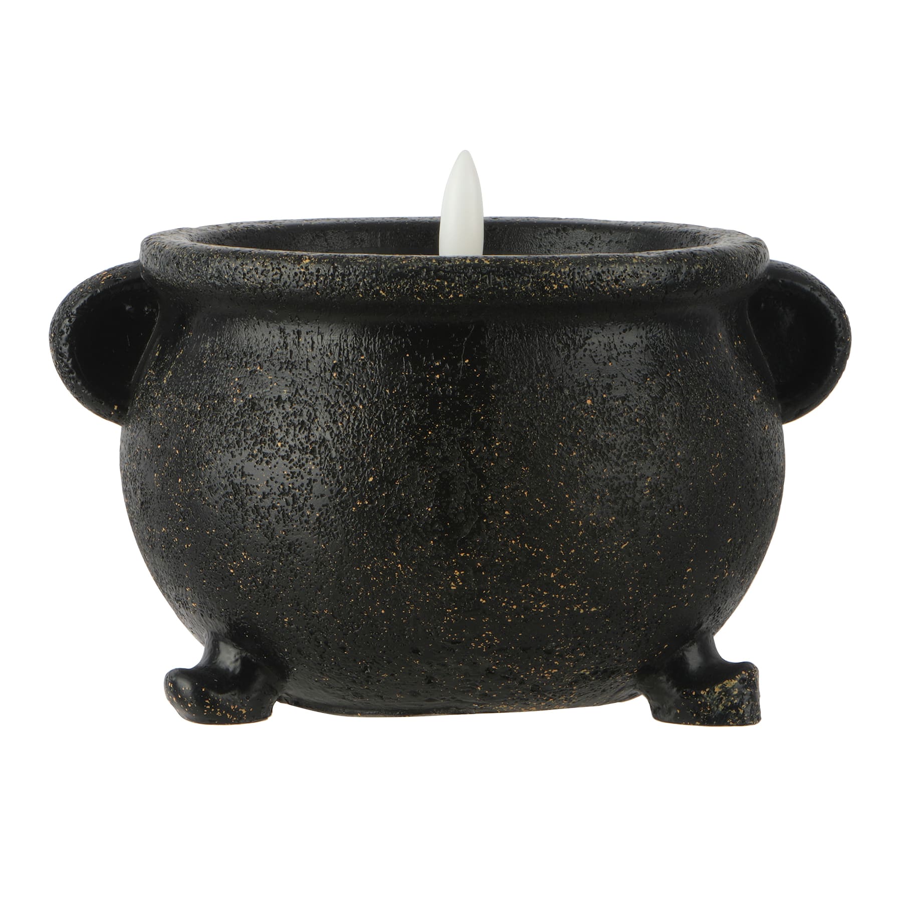 Black Cauldron Faux Flickering Flame LED Wax Candle by Ashland&#xAE;