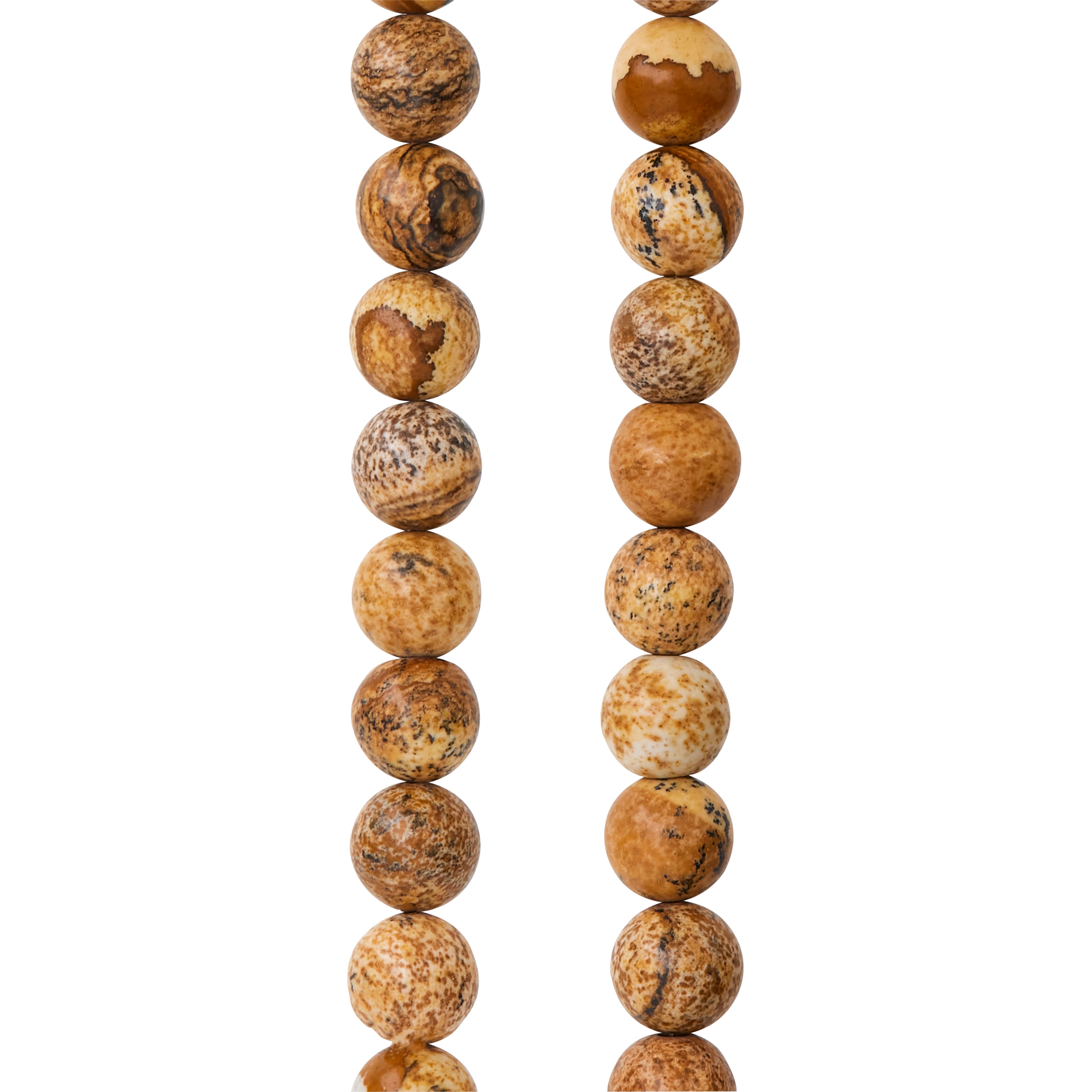 12 Pack: Natural Picture Jasper Round Beads, 8mm by Bead Landing&#x2122;