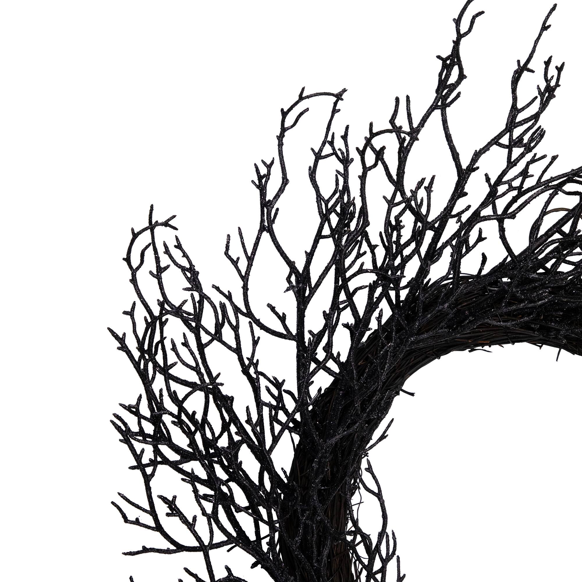 24" Black Halloween Twig Wreath