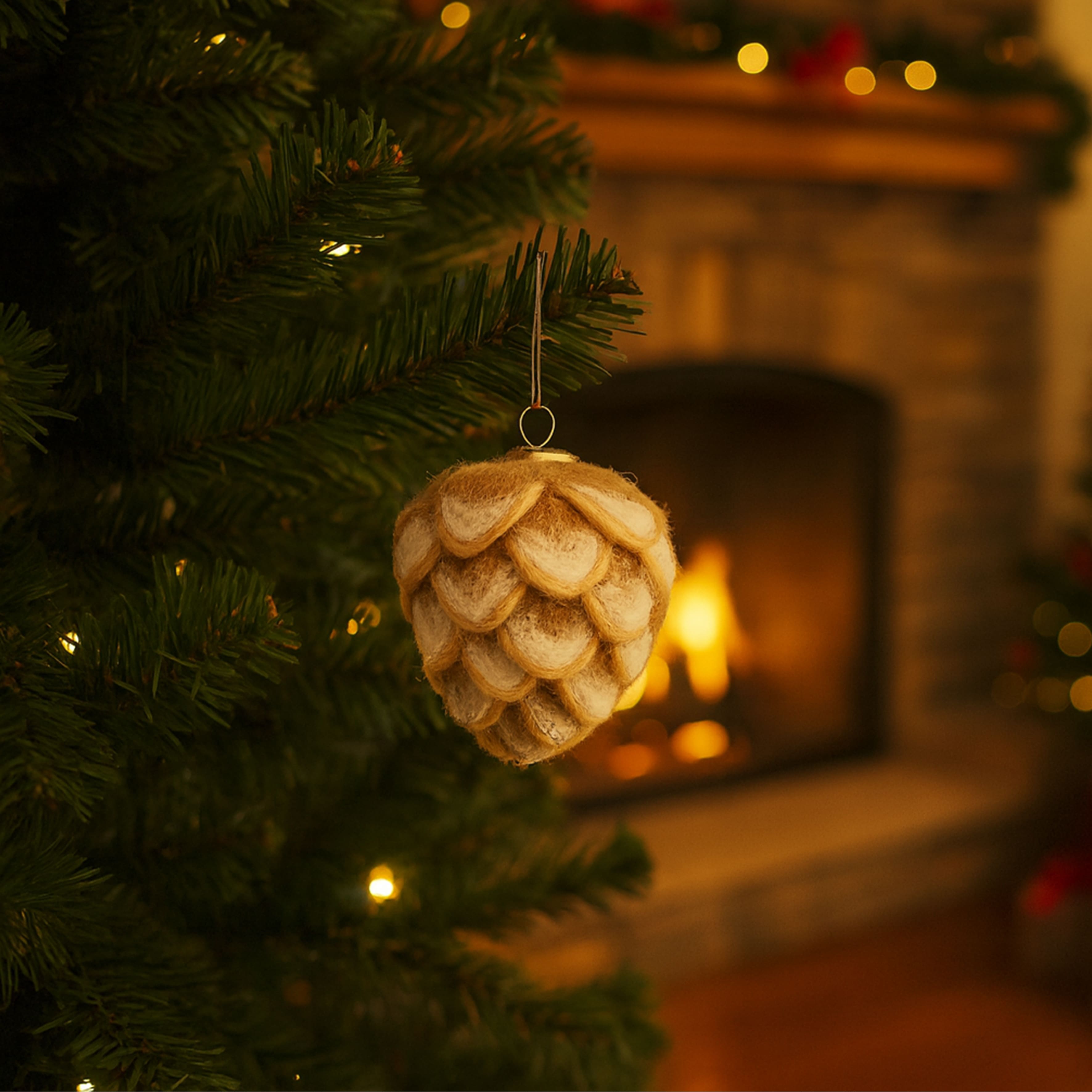 Christmas Frosted Pinecone Ornament Felting Kit by Loops &#x26; Threads&#xAE;