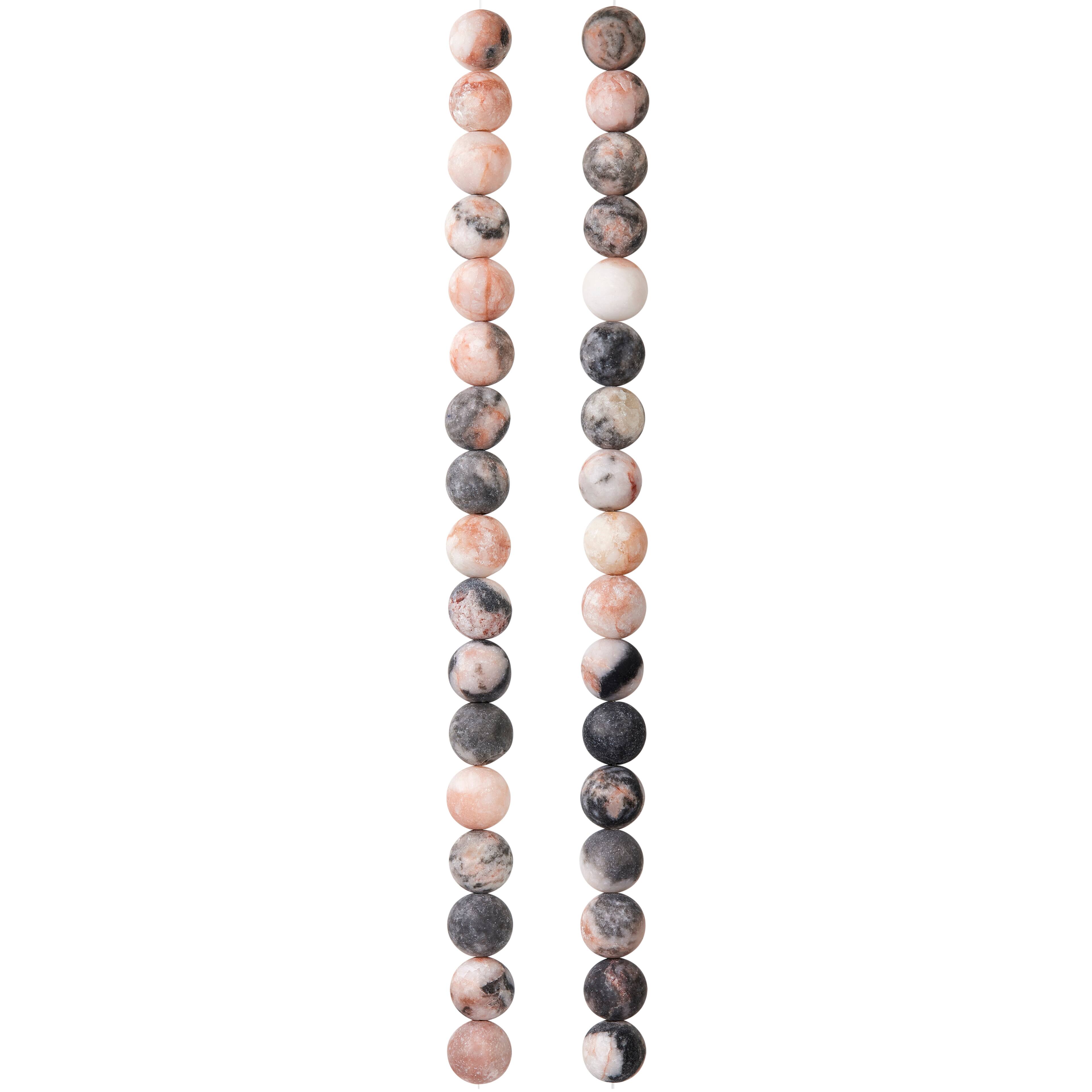 12 Pack: Pink & Gray Mix Agate Round Beads, 8mm by Bead Landing™