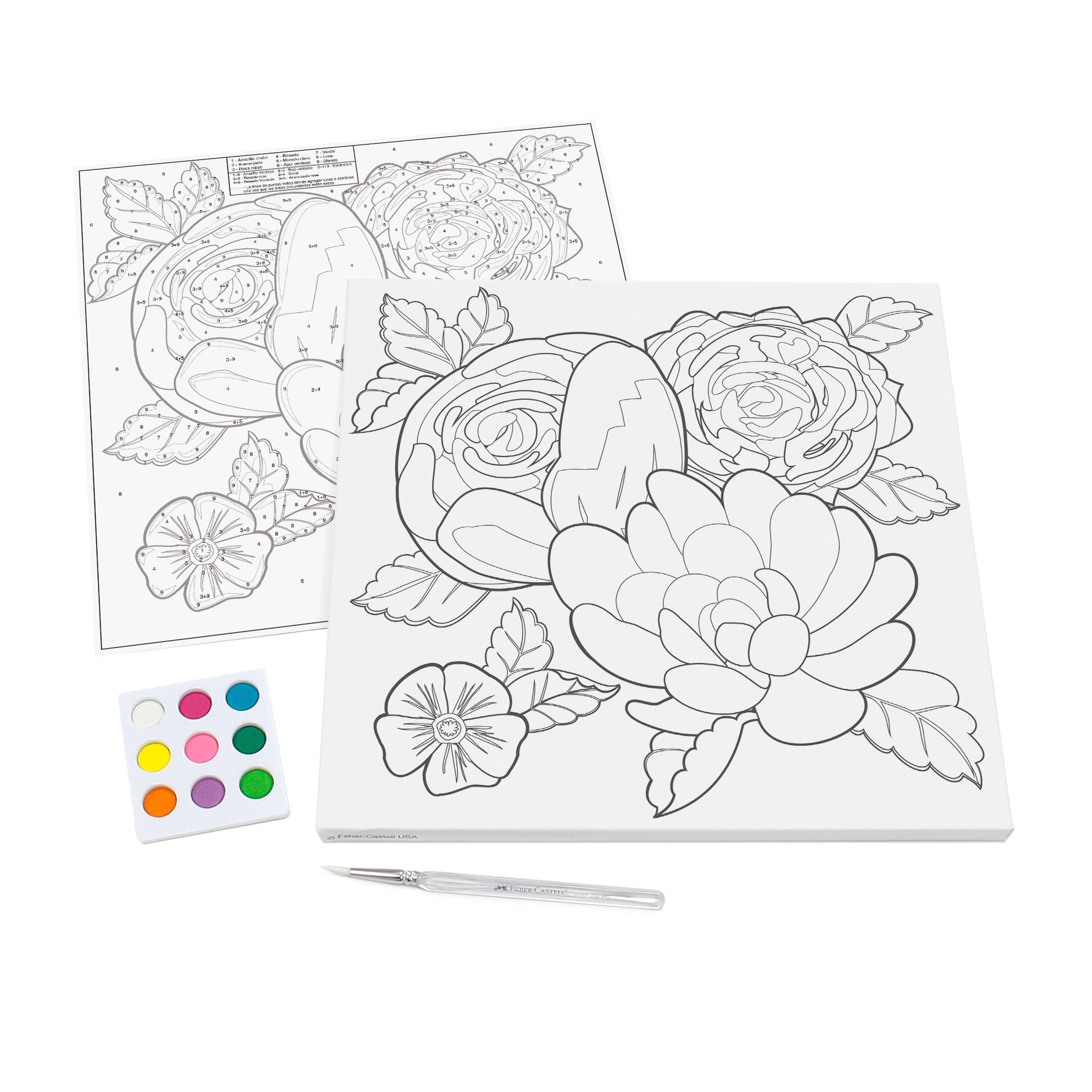 Faber-Castell Bold Floral Paint by Number Watercolor Set